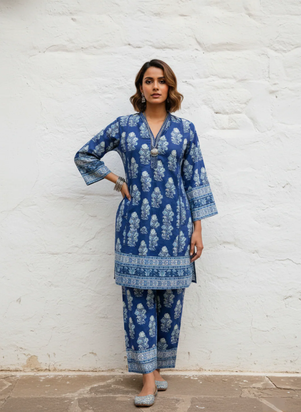 Swades cobalt printed cotton co-ord set - Image 4