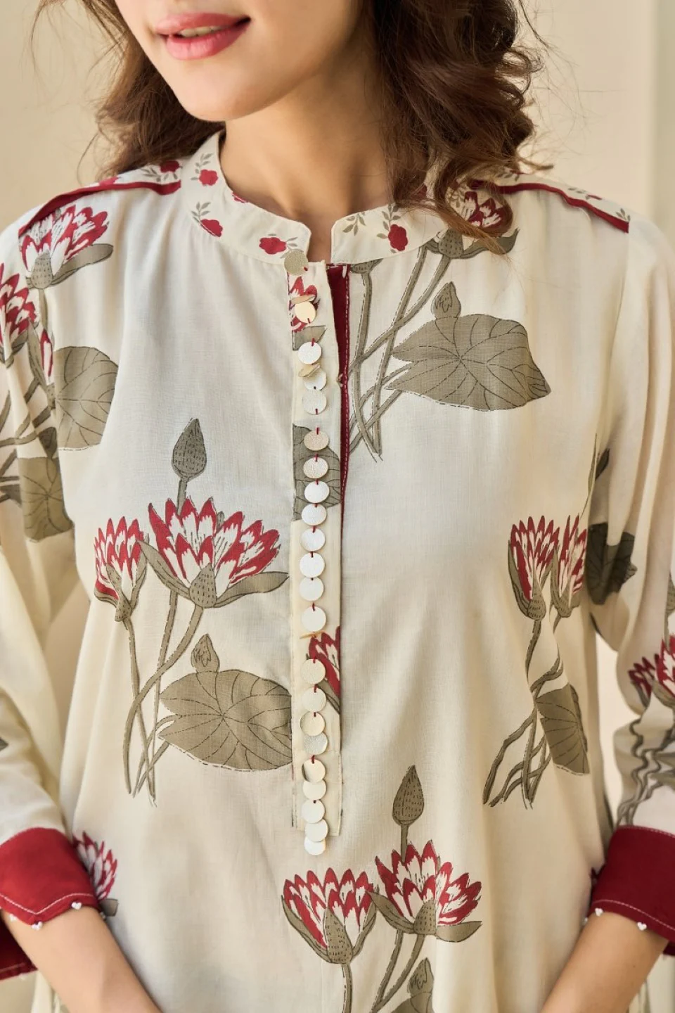 Tatva Cream cotton kurta pant set - Image 11