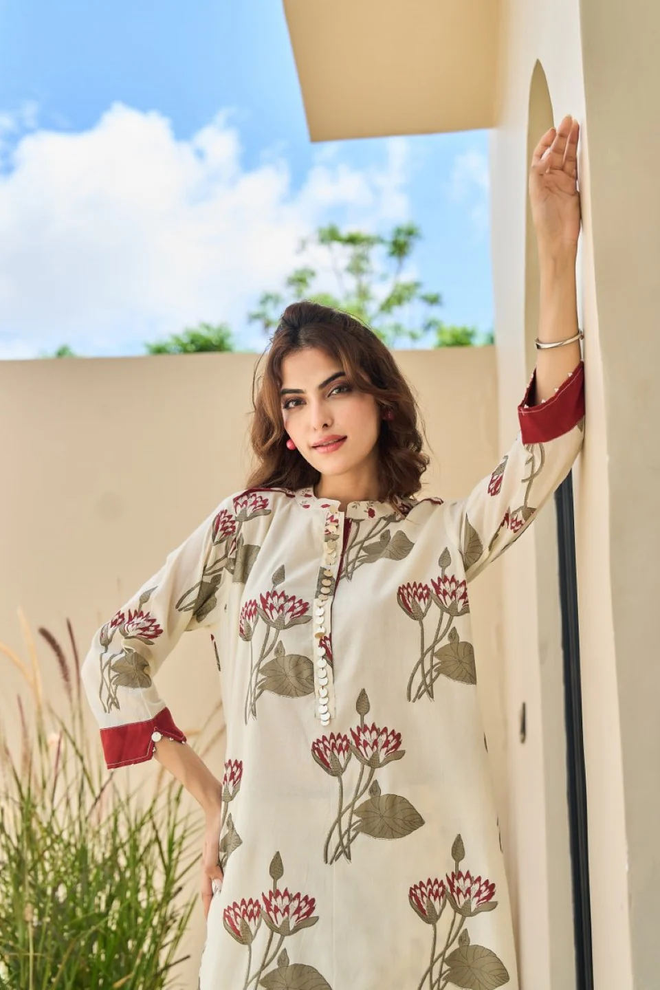 Tatva Cream cotton kurta pant set - Image 12