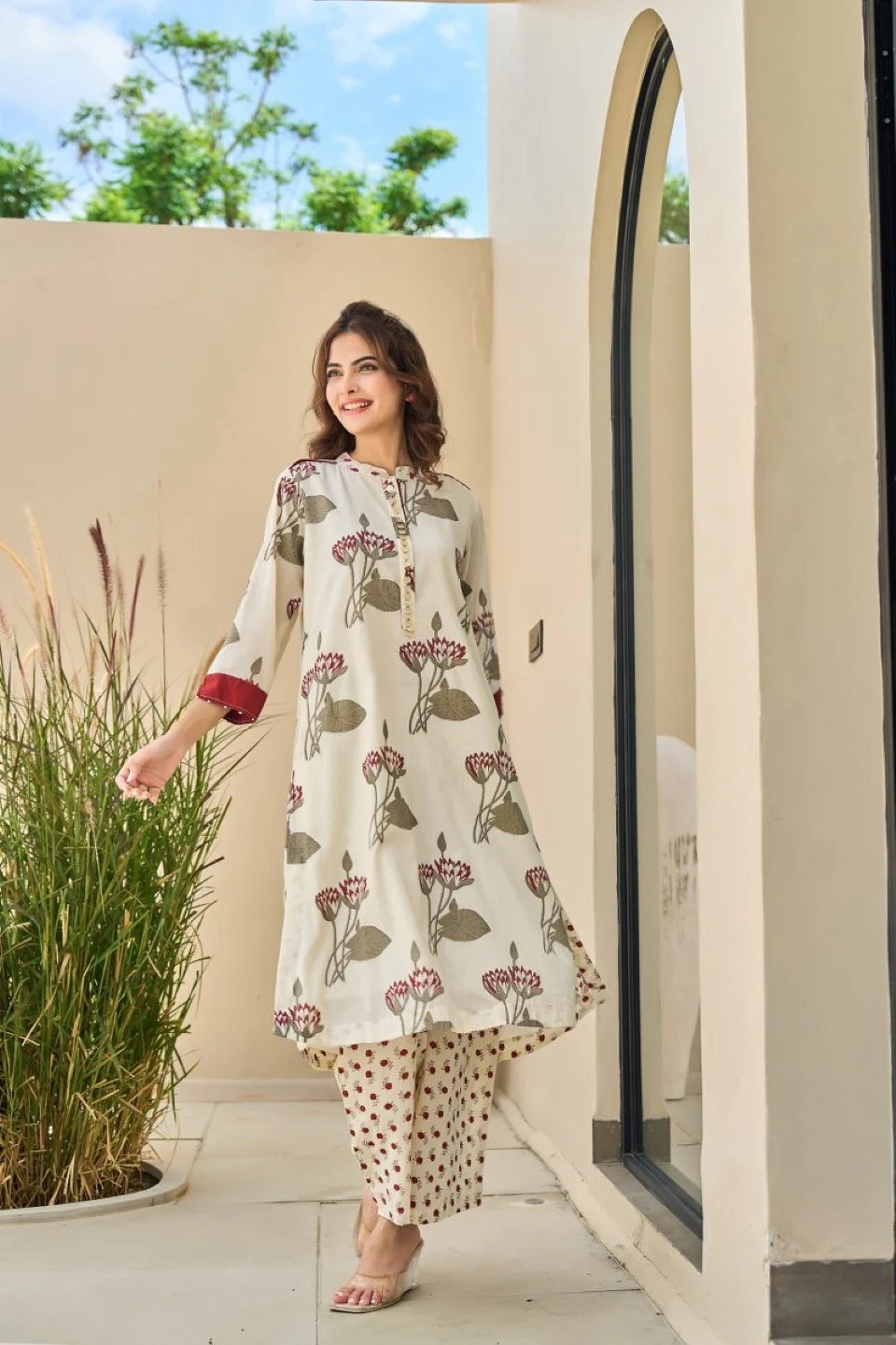 Tatva Cream cotton kurta pant set - Image 14