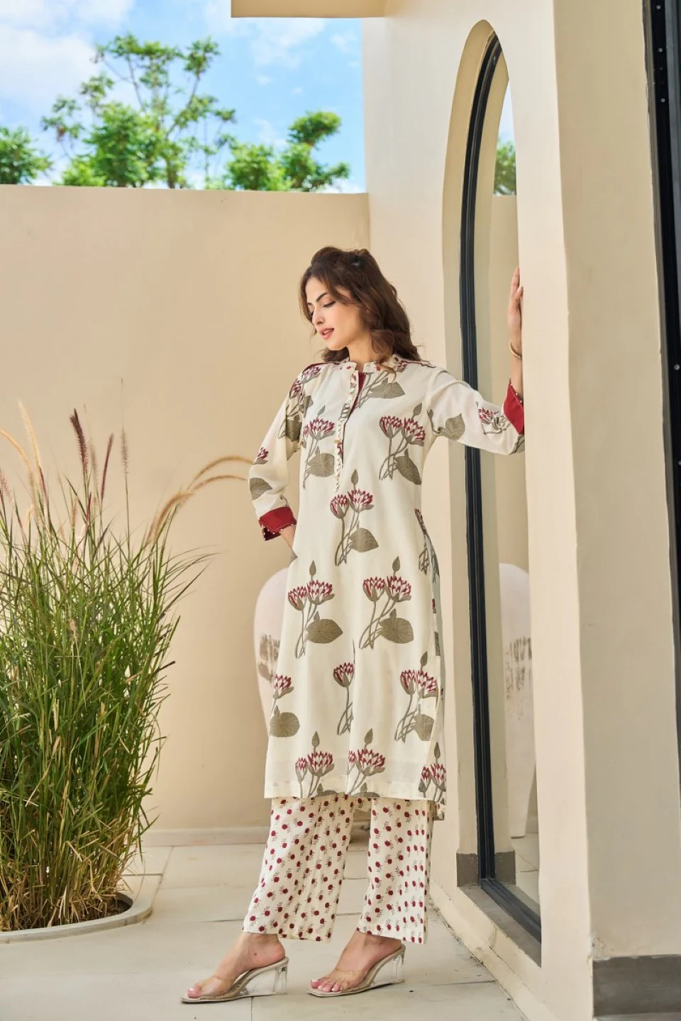 Tatva Cream cotton kurta pant set - Image 6