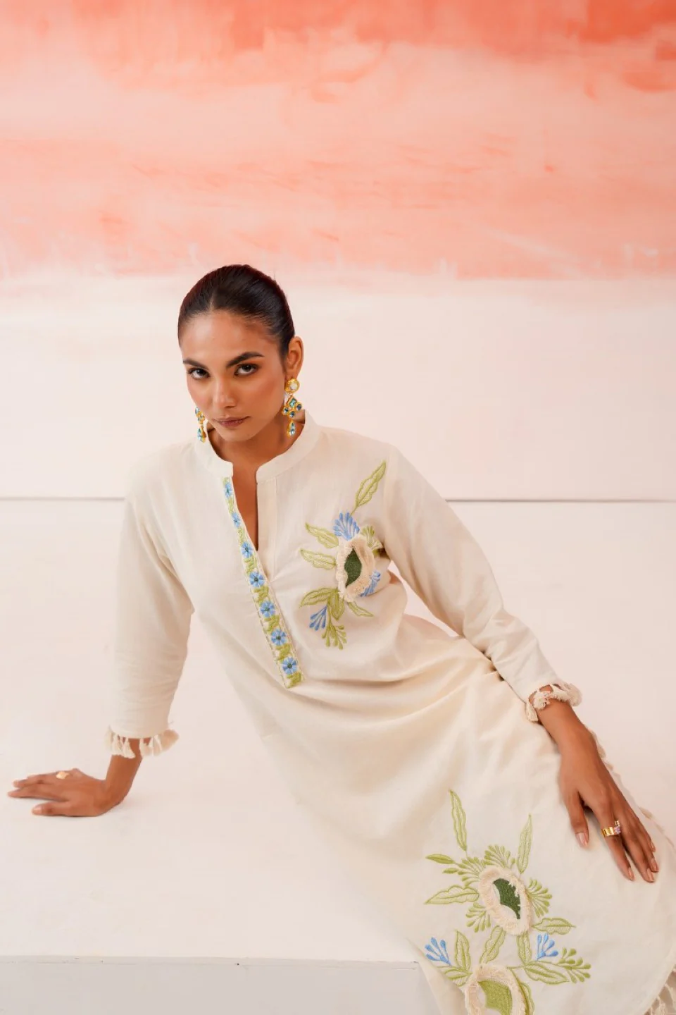 Tatva vanilla embroidery cotton co-ord set - Image 10
