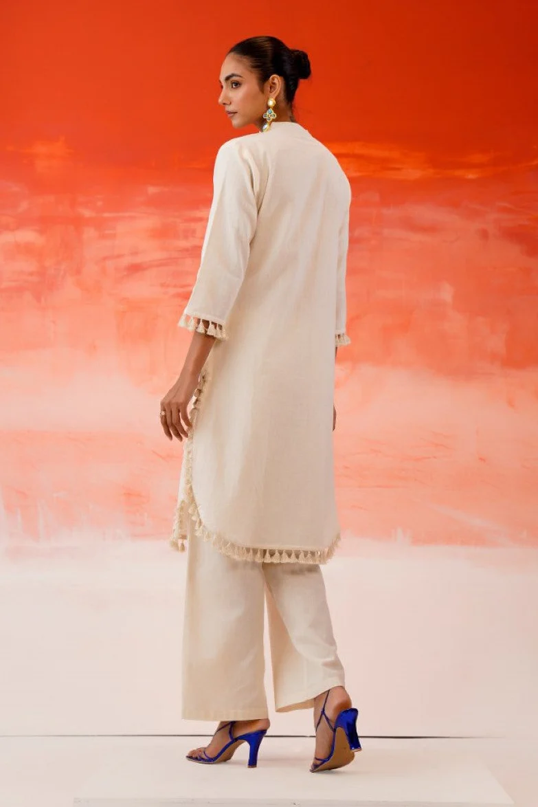 Tatva vanilla embroidery cotton co-ord set - Image 3