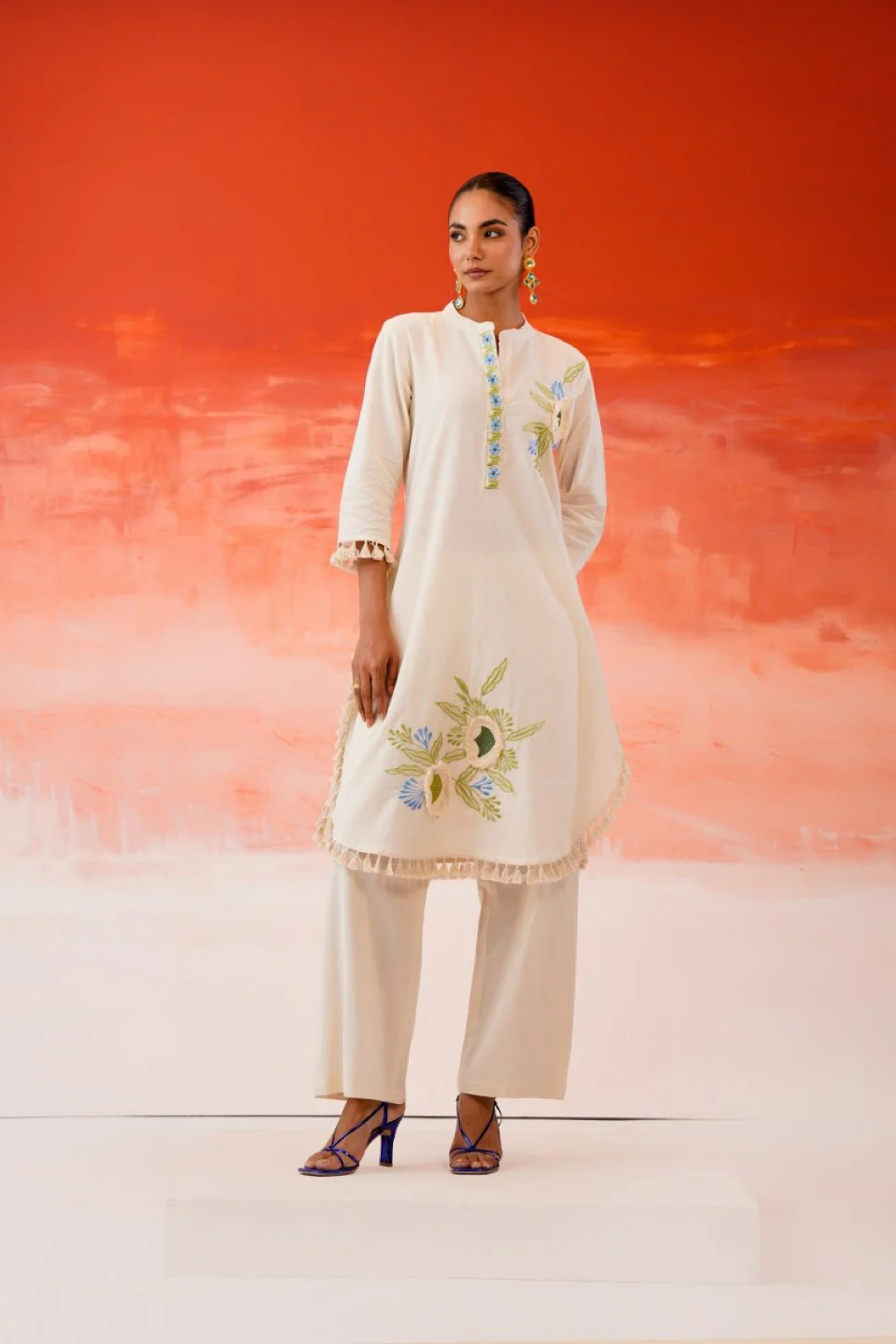 Tatva vanilla embroidery cotton co-ord set - Image 4