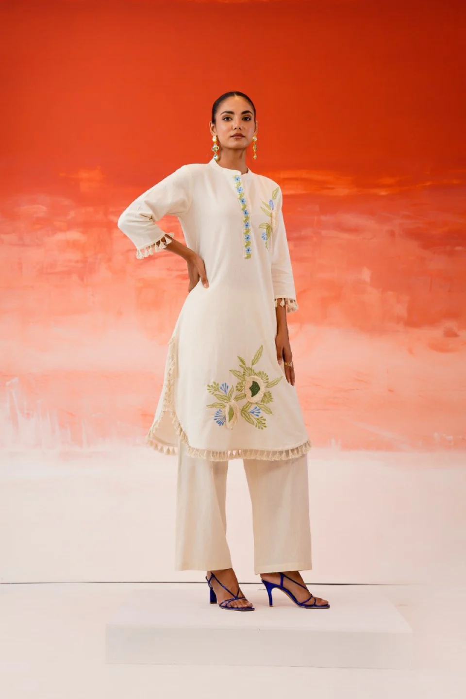 Tatva vanilla embroidery cotton co-ord set - Image 5