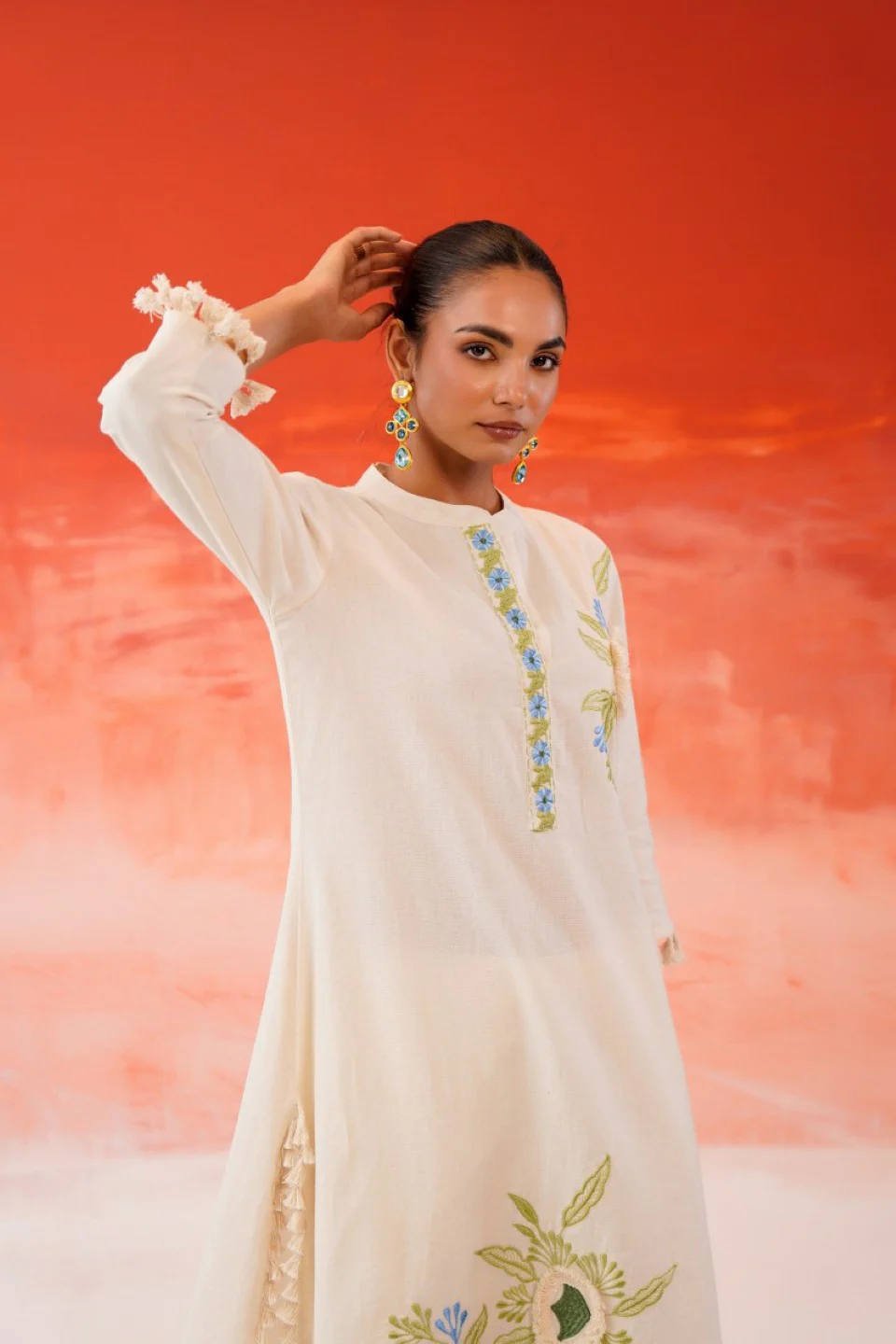Tatva vanilla embroidery cotton co-ord set - Image 7