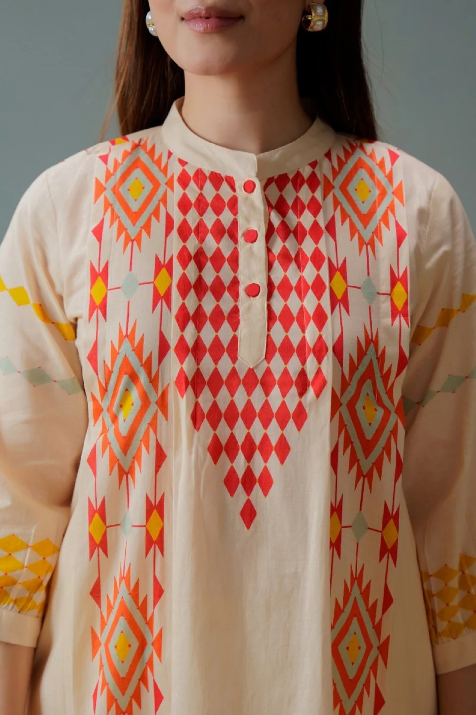 Tatva coral cotton kurta pant set - Image 2