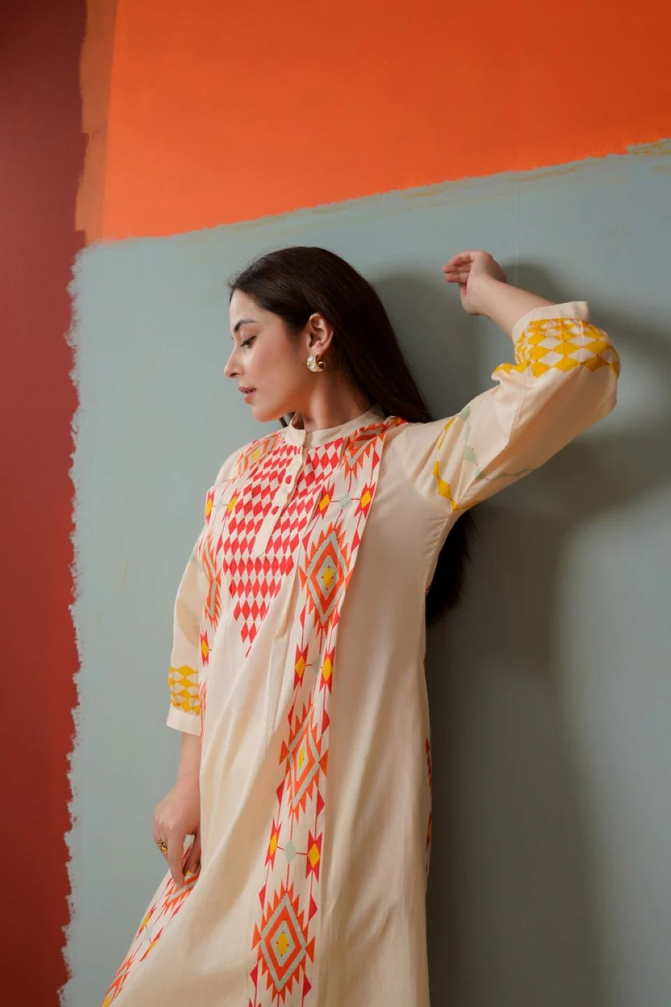 Tatva coral cotton kurta pant set - Image 3