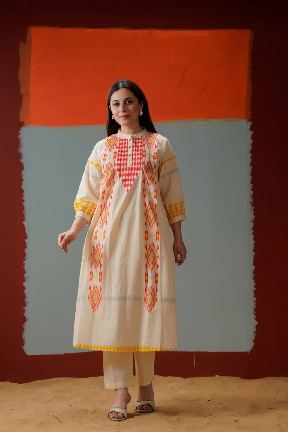 Tatva coral cotton kurta pant set - Image 6