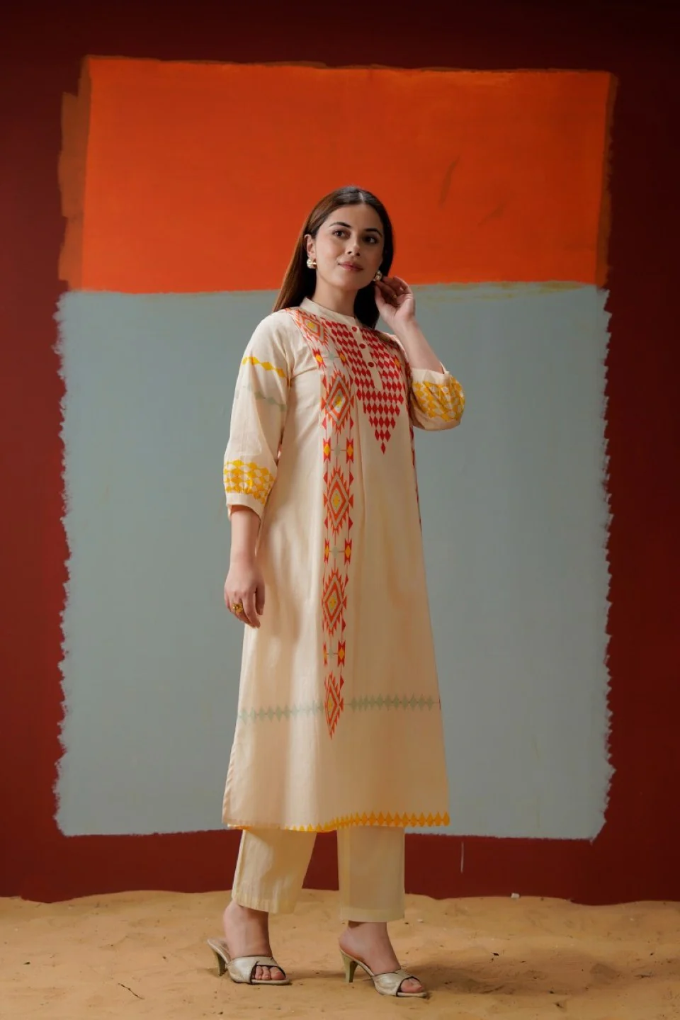 Tatva coral cotton kurta pant set - Image 7