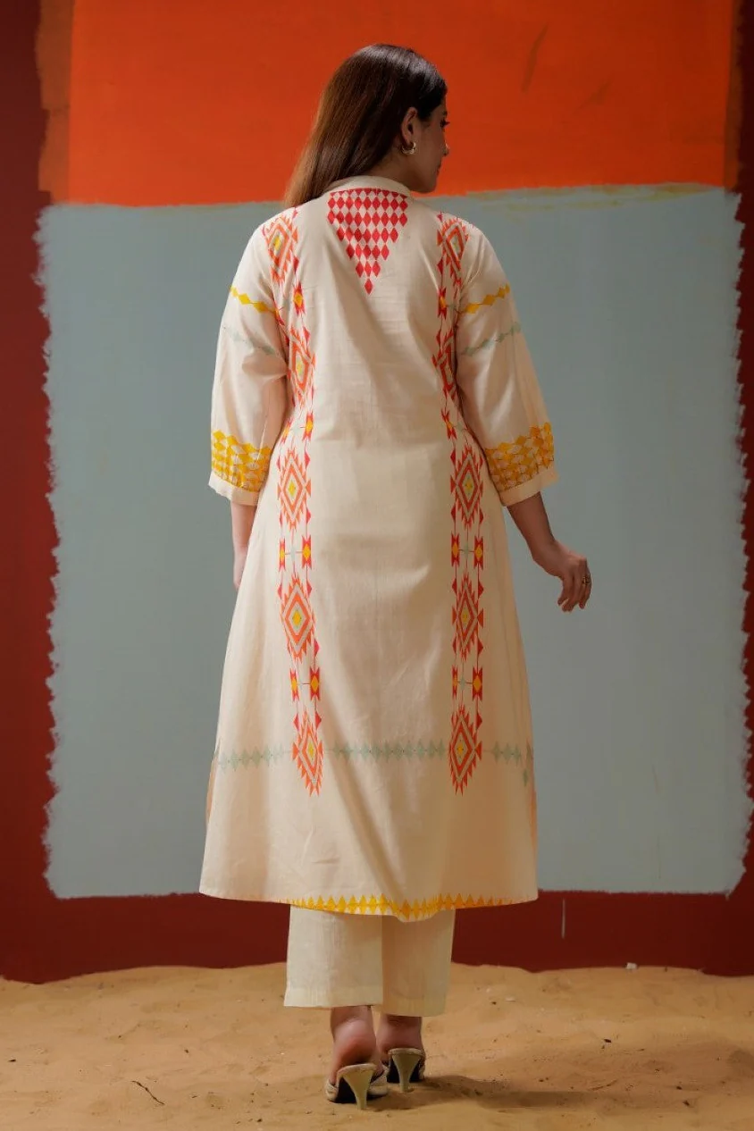 Tatva coral cotton kurta pant set - Image 8