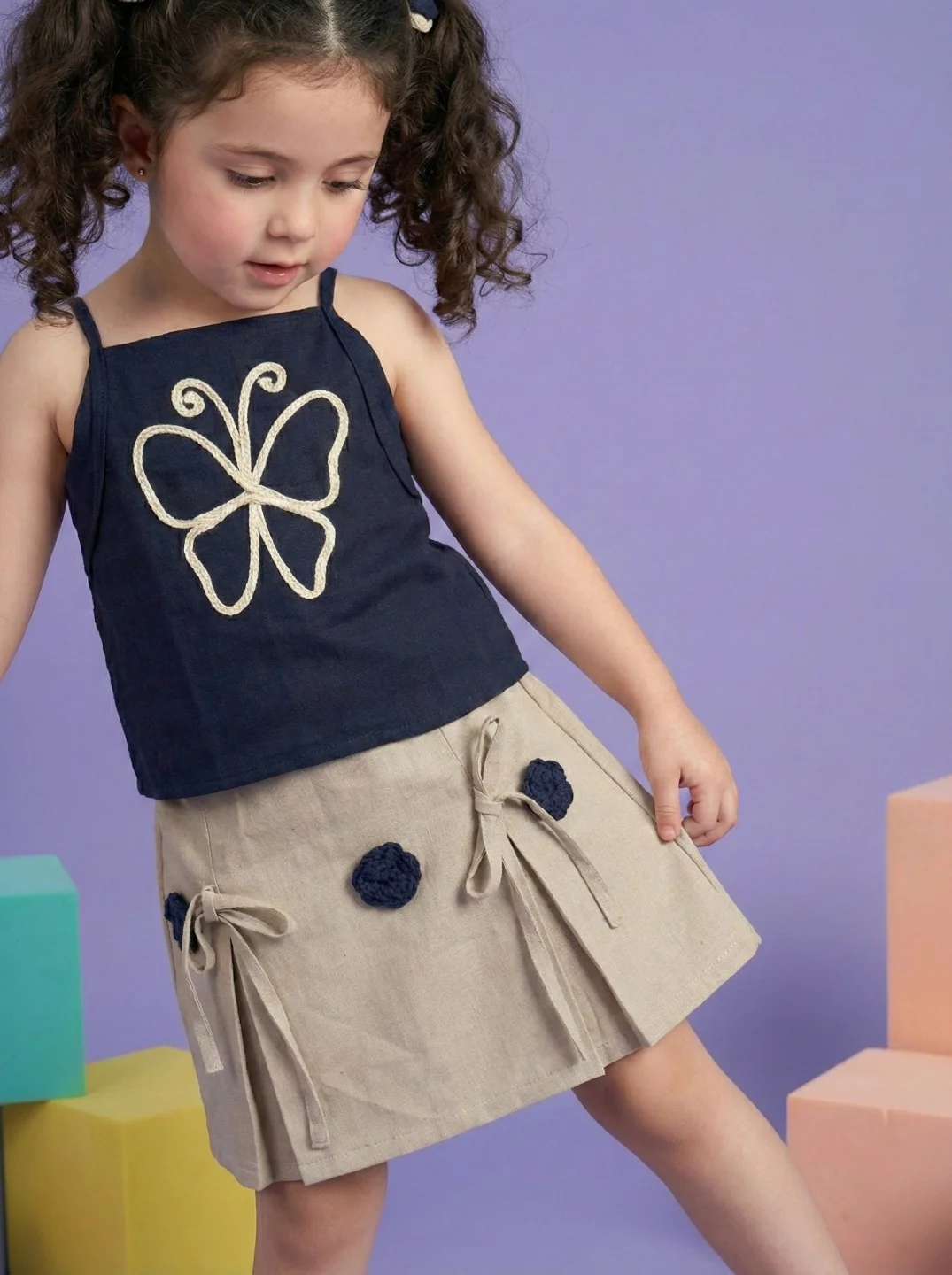Joy Cobalt embroidery cotton co-ord set - Image 3