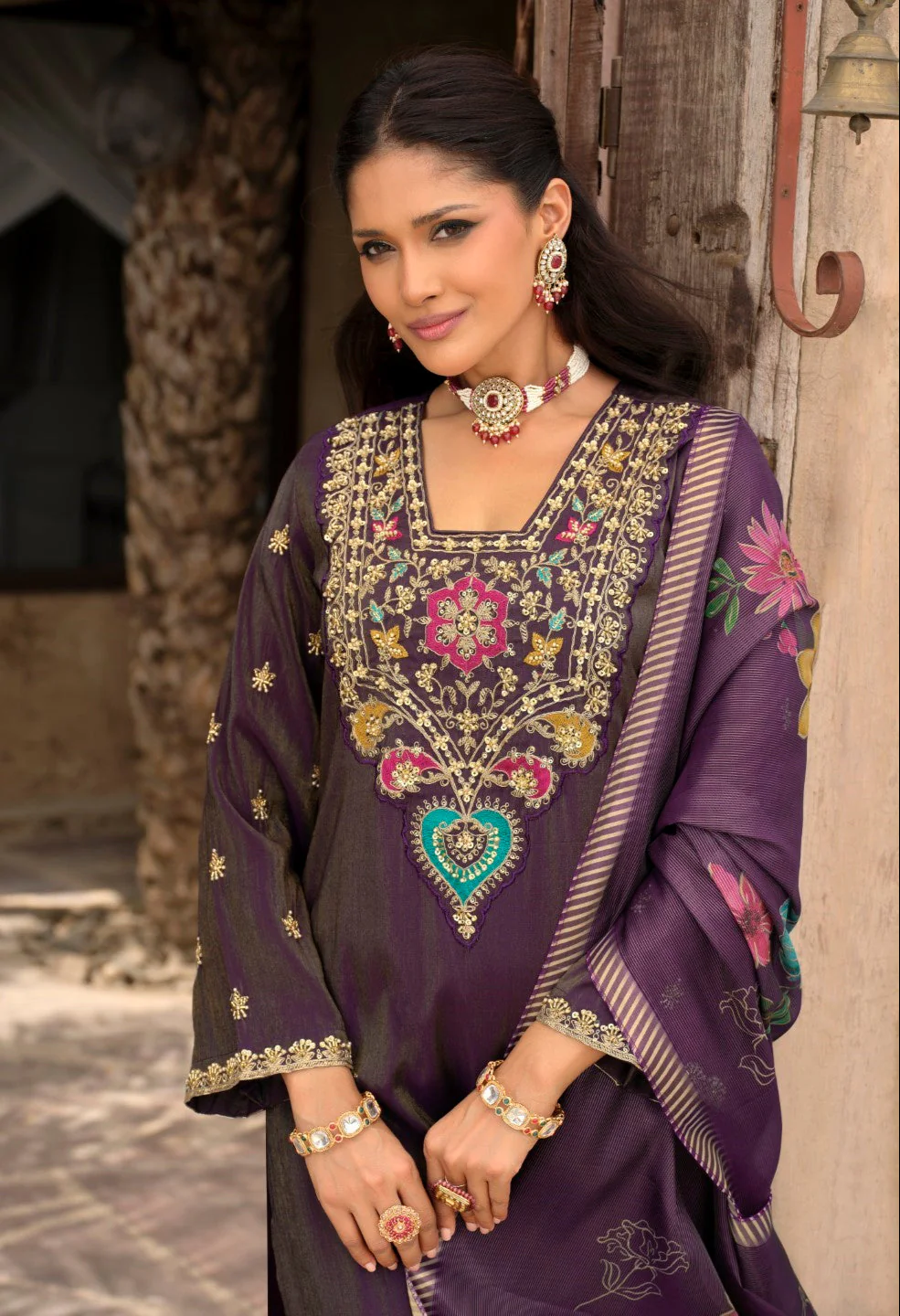 Vishesh orchid full work suit set - Image 2