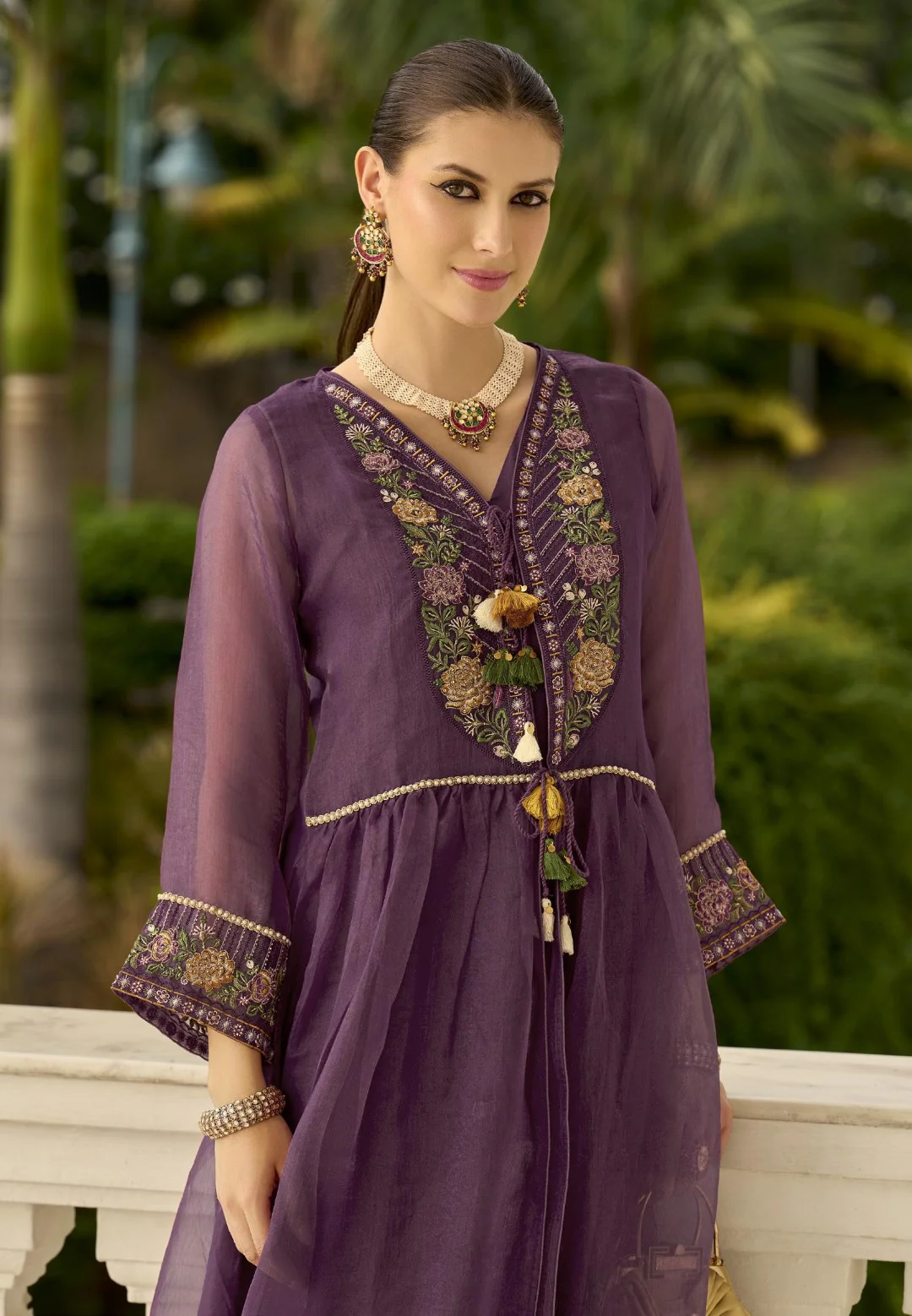 Prema orchid embroidery jacket suit set - Image 2