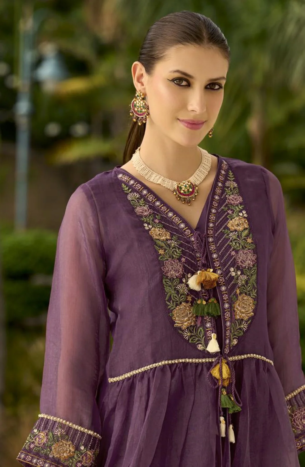 Prema orchid embroidery jacket suit set - Image 4