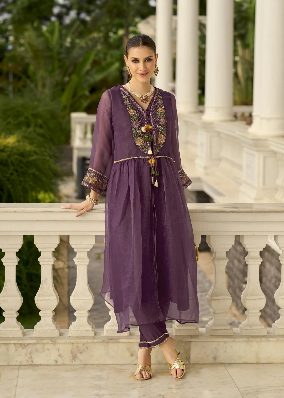 Prema orchid embroidery jacket suit set - Image 5
