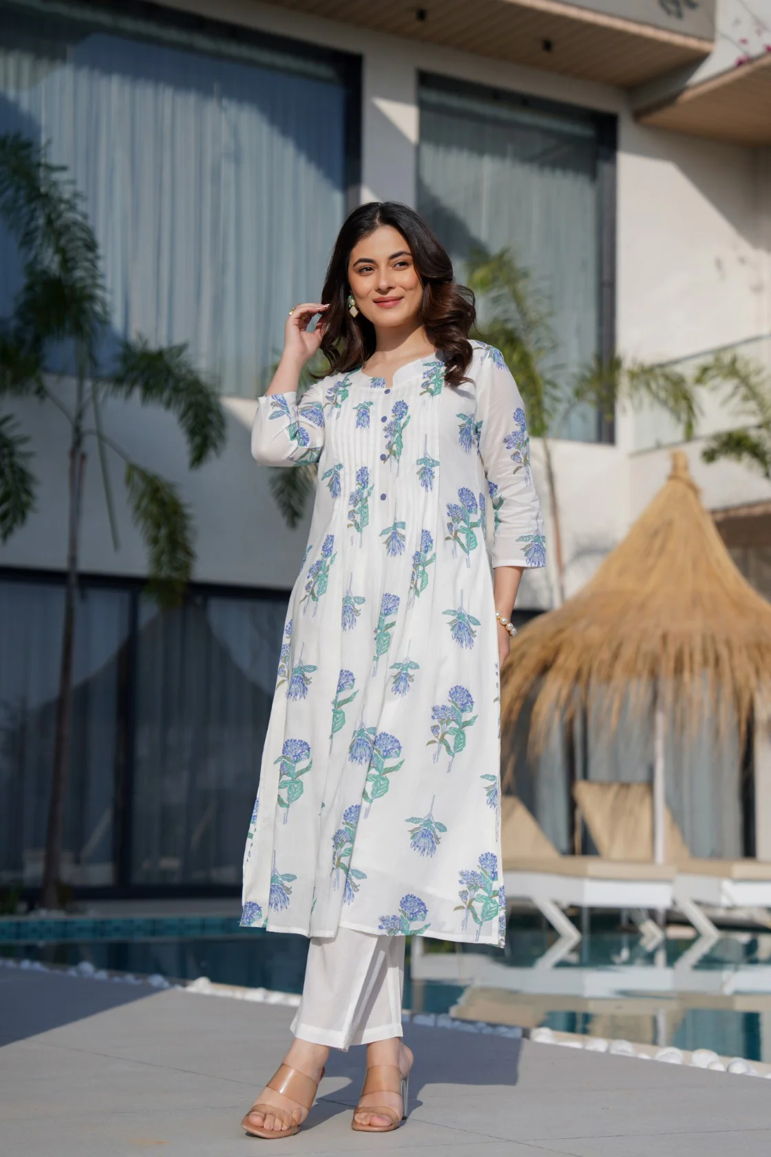 Manjula Saint Printed Cotton Kurta Pant Set - Image 4