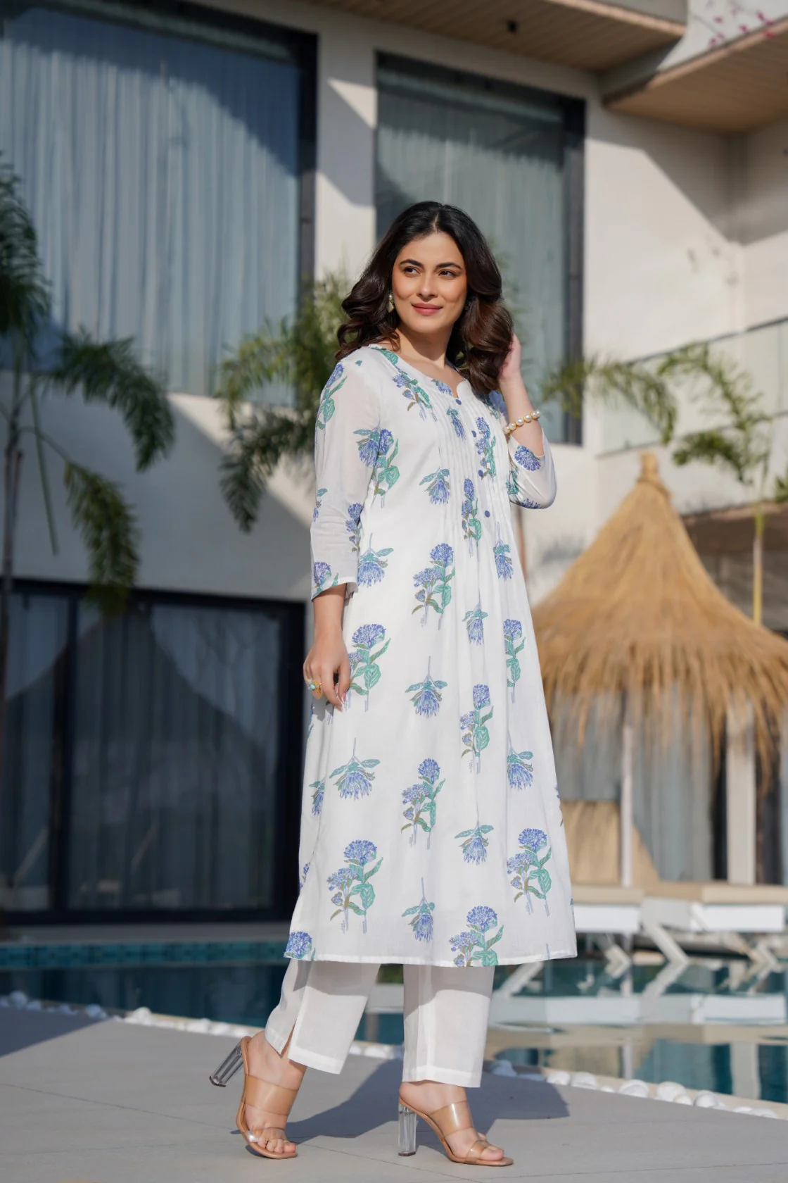 Manjula Saint Printed Cotton Kurta Pant Set - Image 8