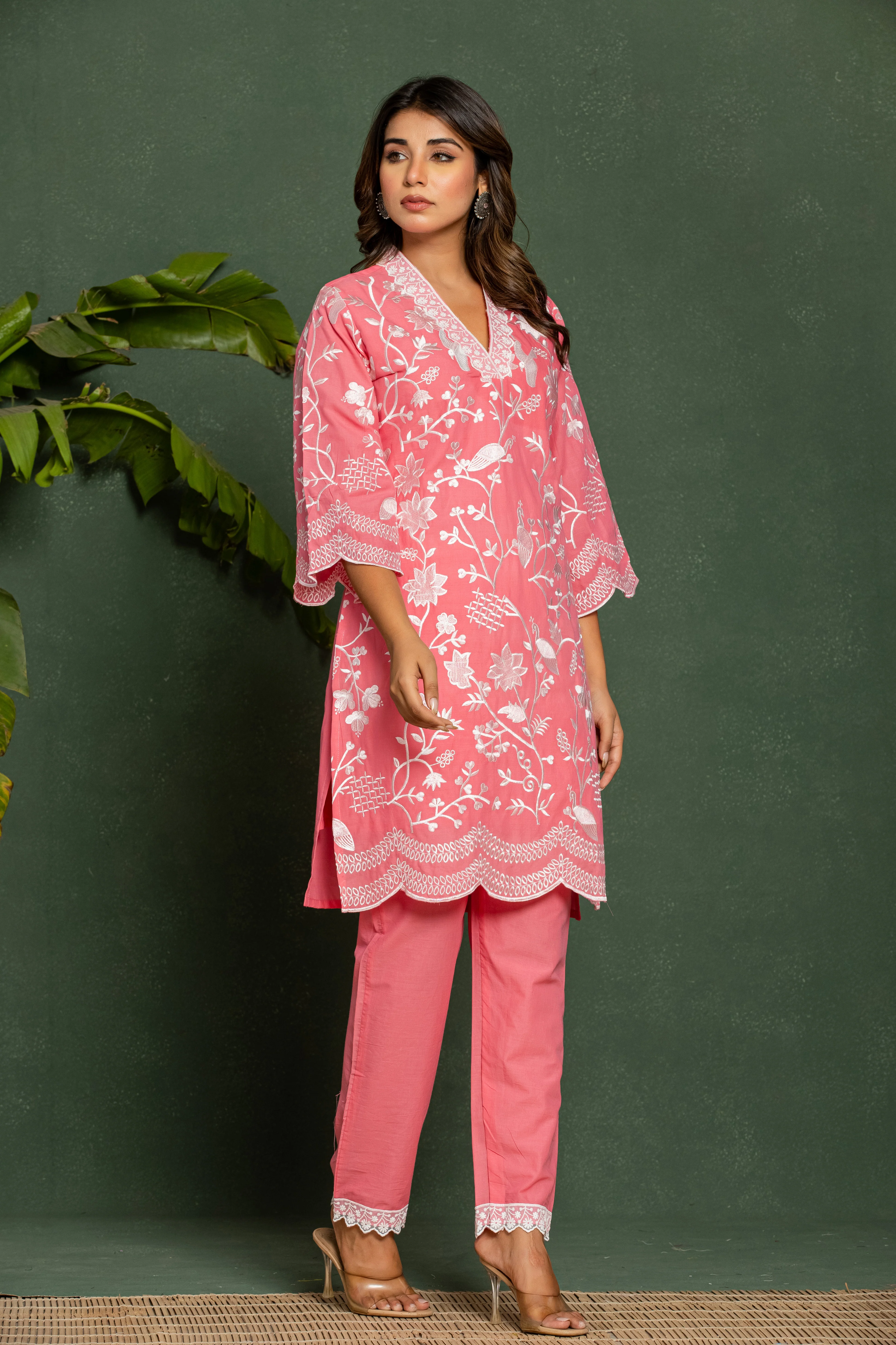 Lipika Blush Embroidered Cotton Co-ord set - Image 3