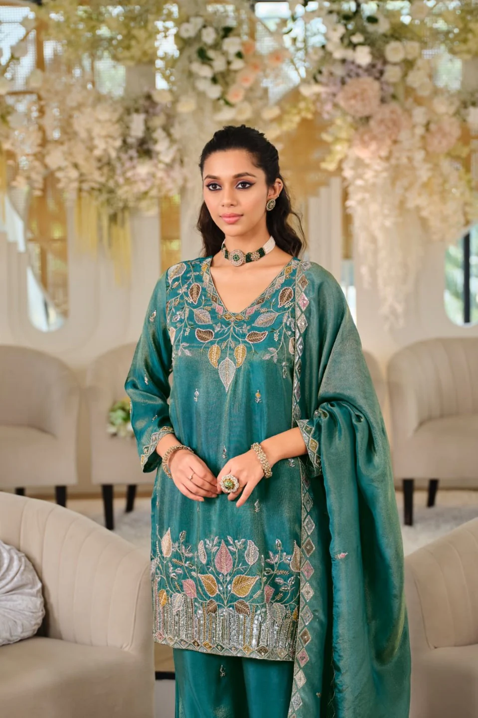 Areesa Teal full work suit set - Image 7