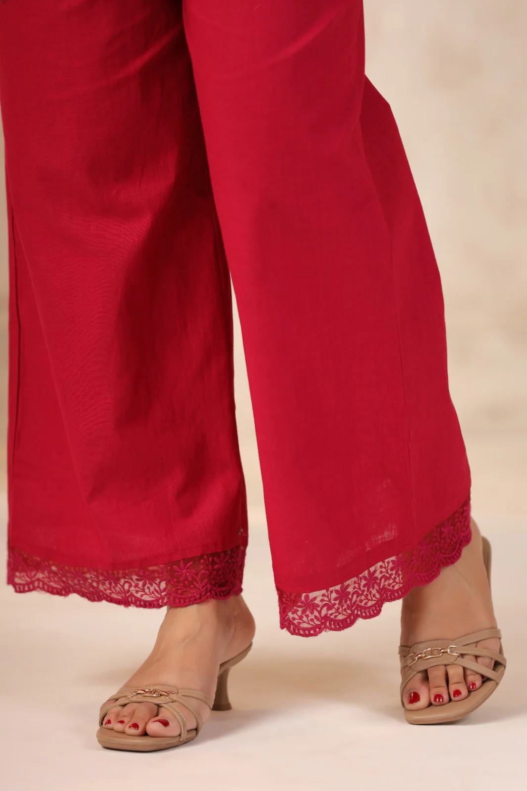 Mahua Carmine embroidery Cotton Co-ord set - Image 6