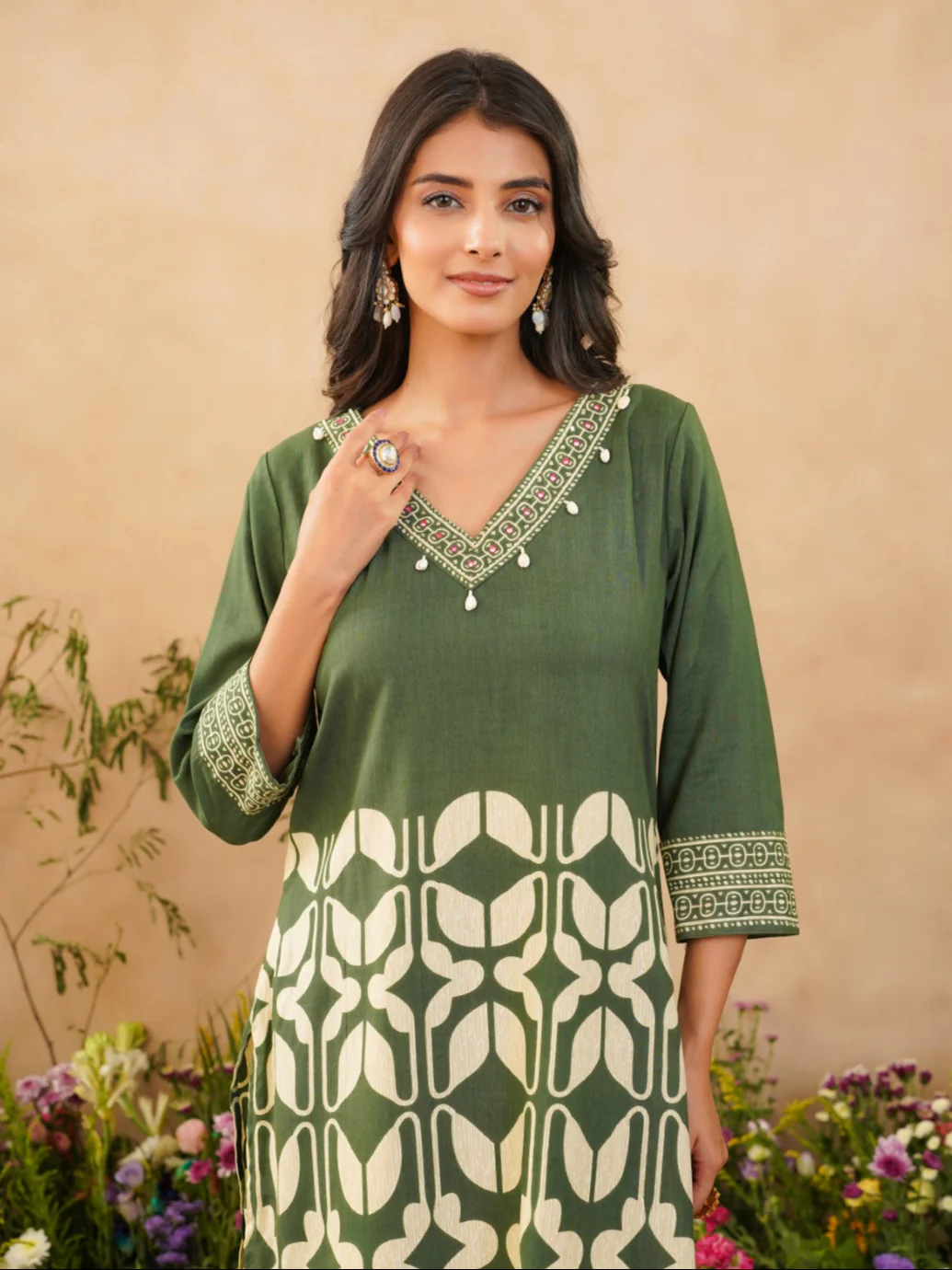Rabha sage printed kurta pant set - Image 2