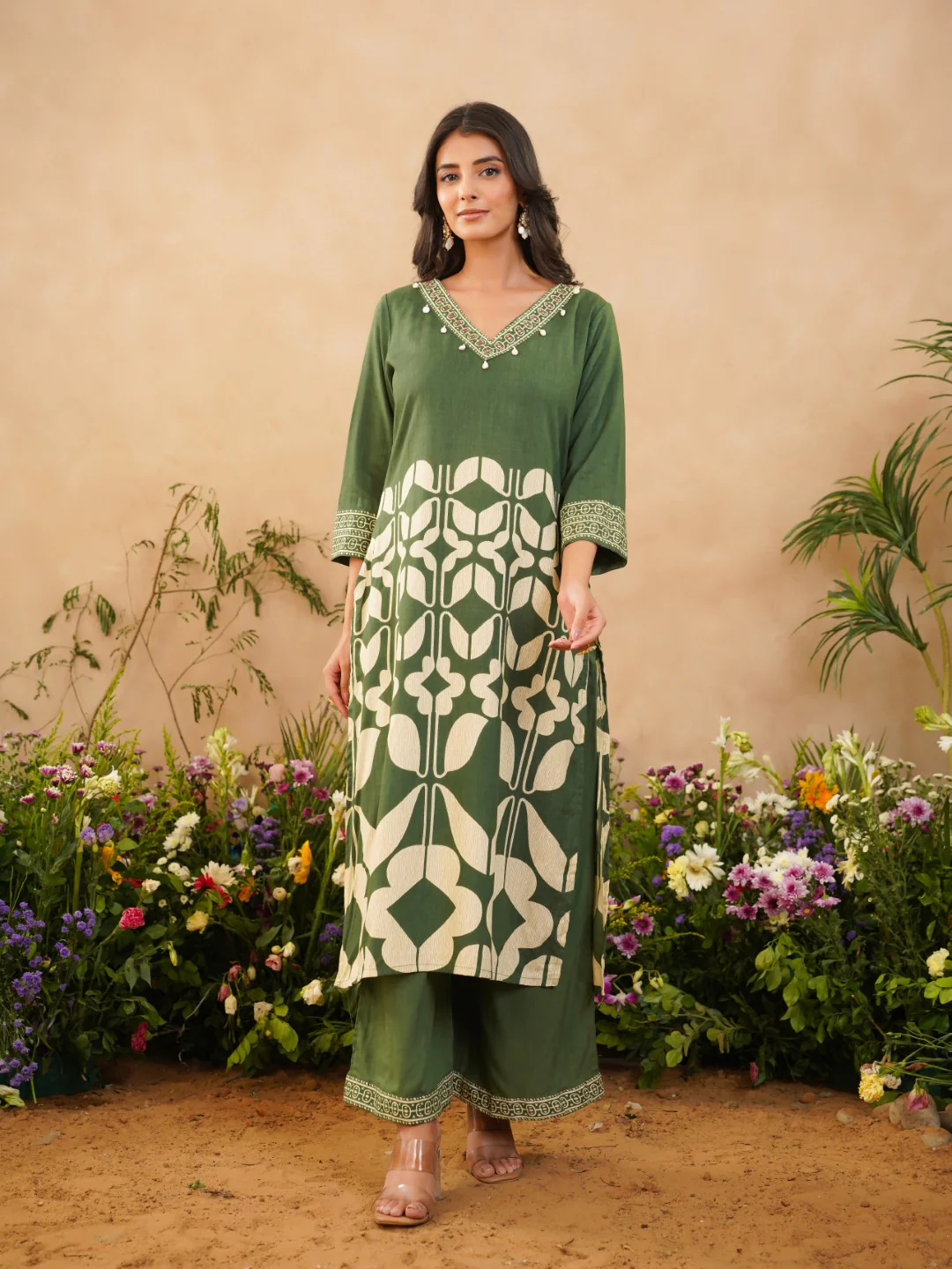 Rabha sage printed kurta pant set - Image 3