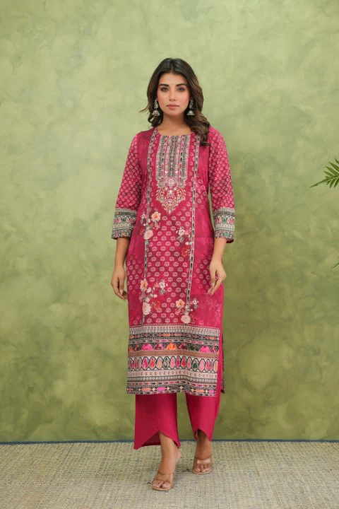 Brishti Rosy Printed Work Suit Set - Image 7