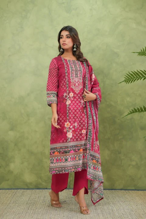 Brishti Rosy Printed Work Suit Set - Image 8