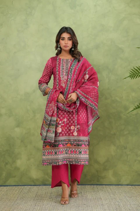 Brishti Rosy Printed Work Suit Set - Image 9