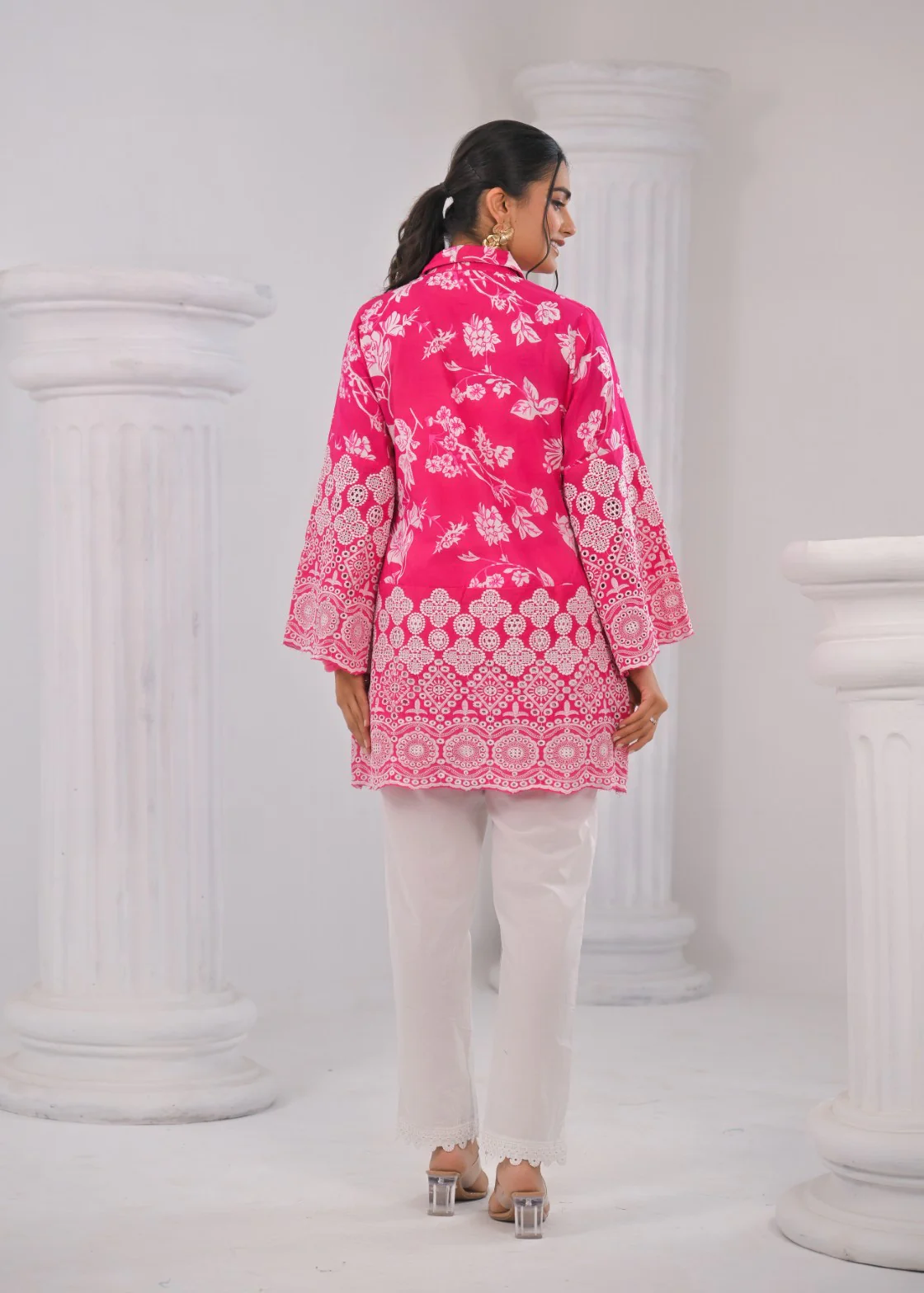 Shloka Rose Schiffli Cotton Co-ord Set - Image 3