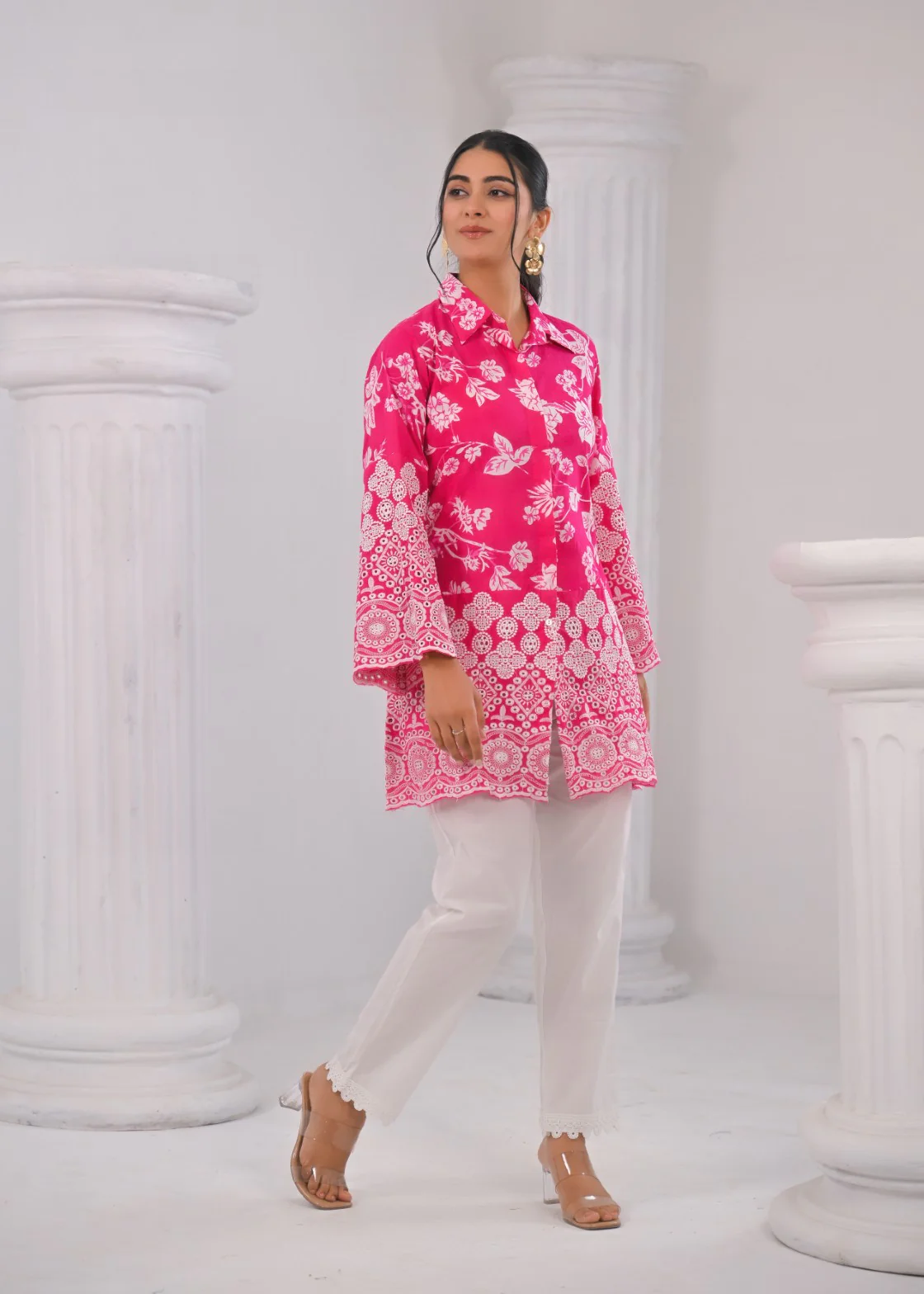 Shloka Rose Schiffli Cotton Co-ord Set - Image 4