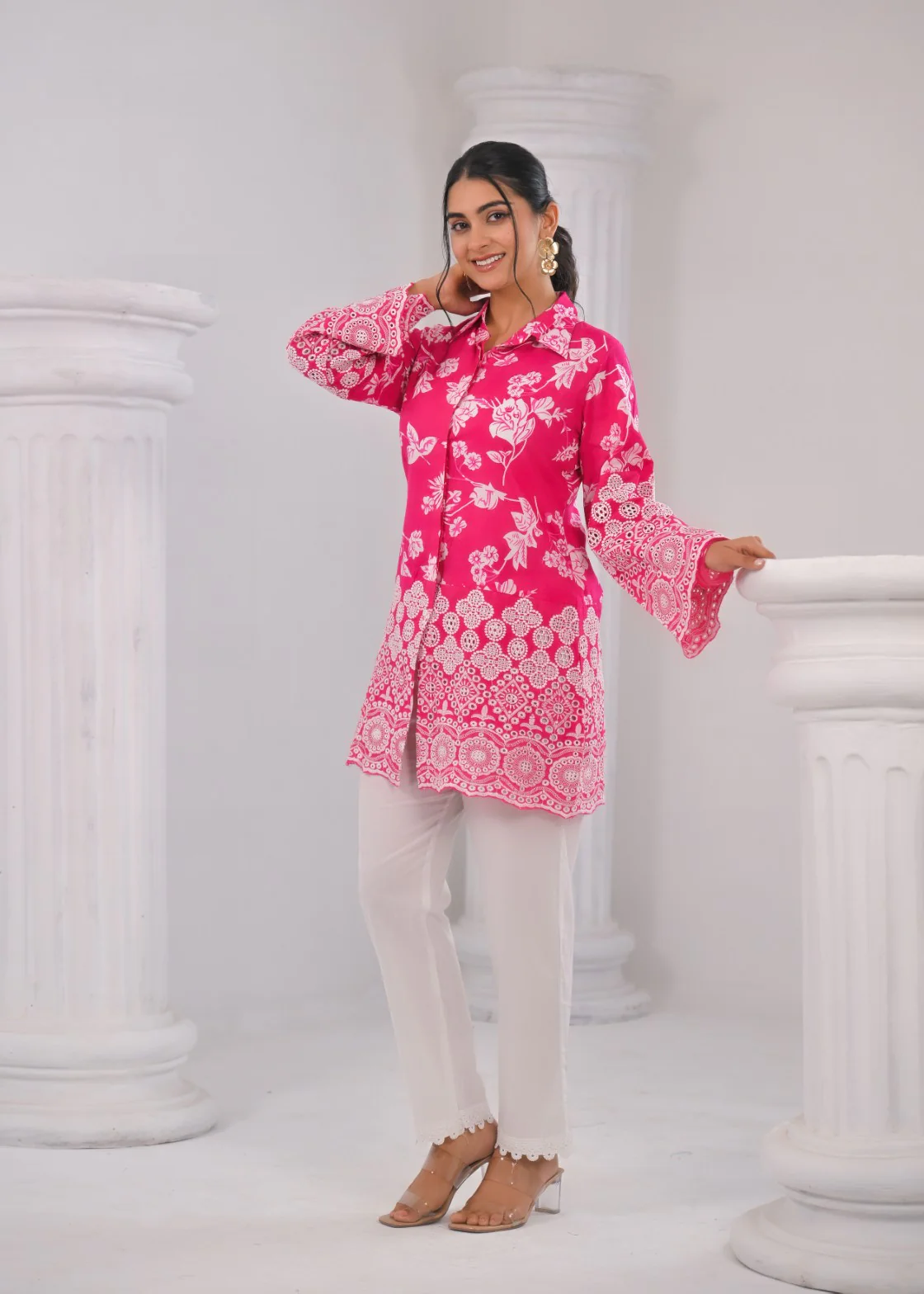 Shloka Rose Schiffli Cotton Co-ord Set - Image 5