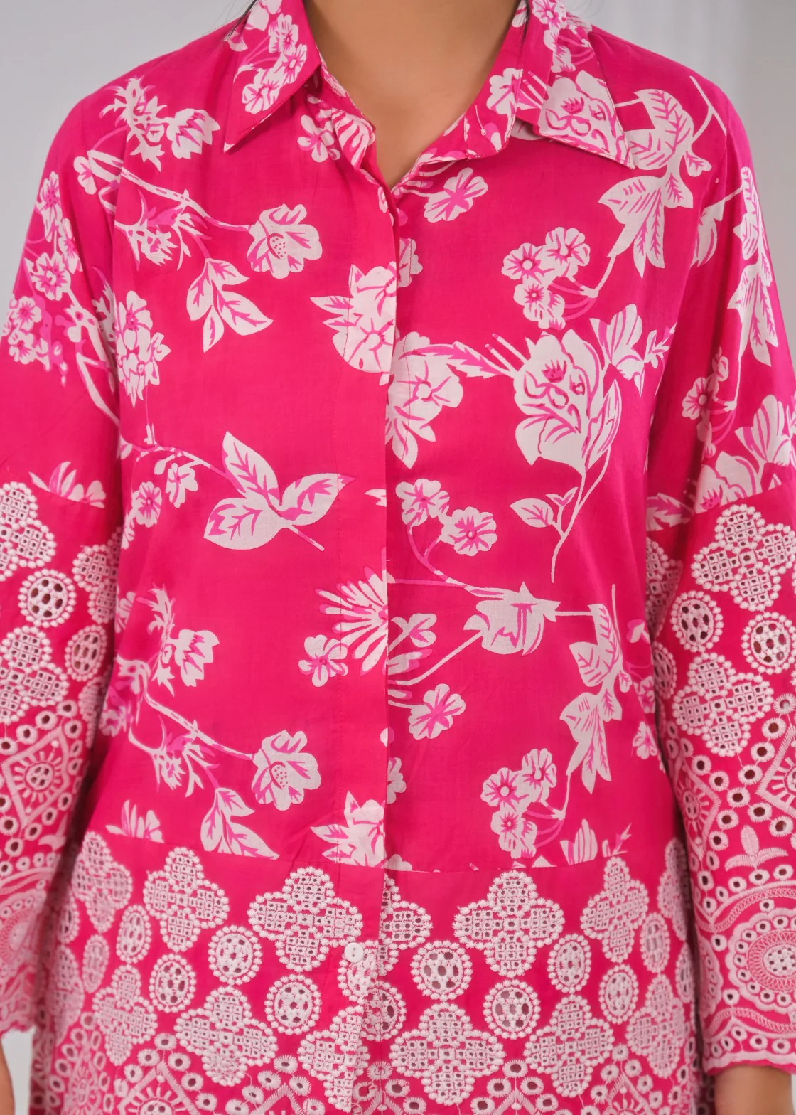 Shloka Rose Schiffli Cotton Co-ord Set - Image 6