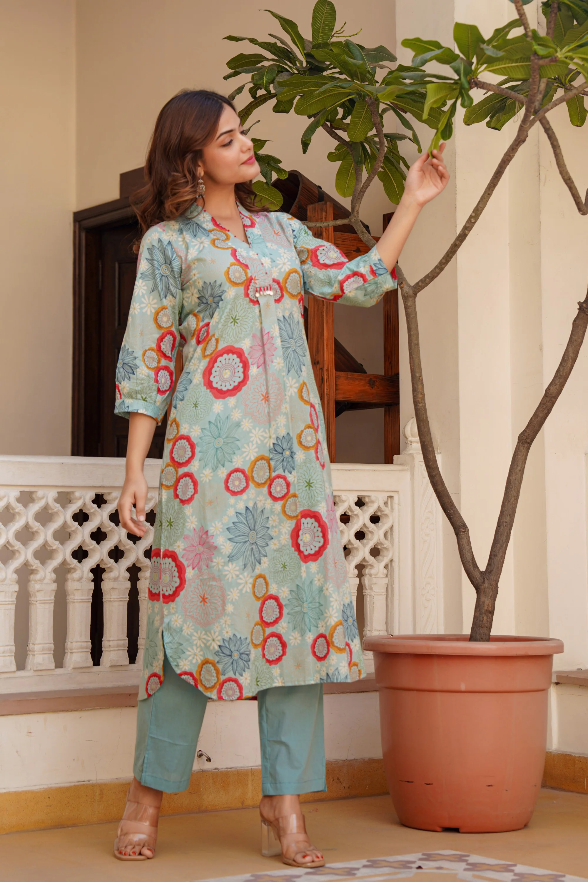 Hemal lapis Cotton Kurta pant set - Image 7