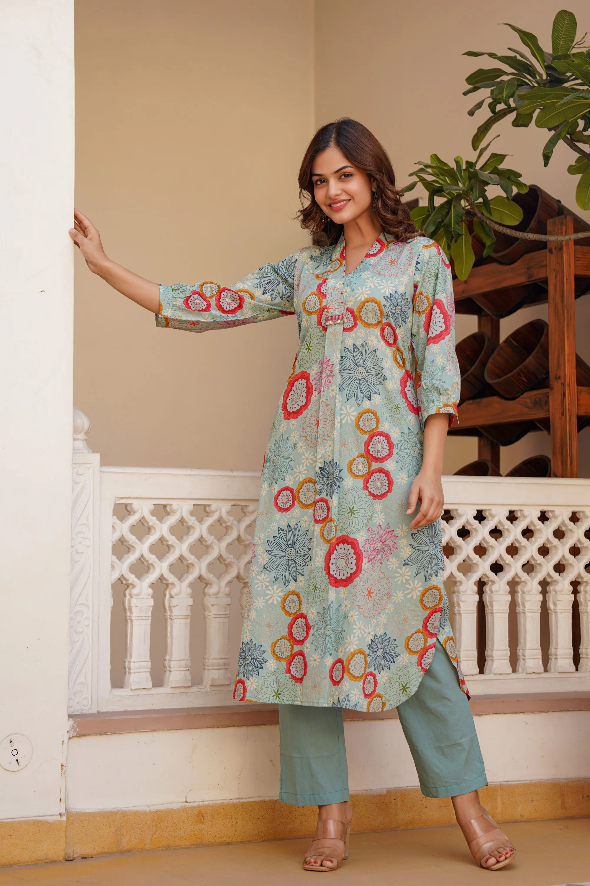 Hemal lapis Cotton Kurta pant set - Image 8