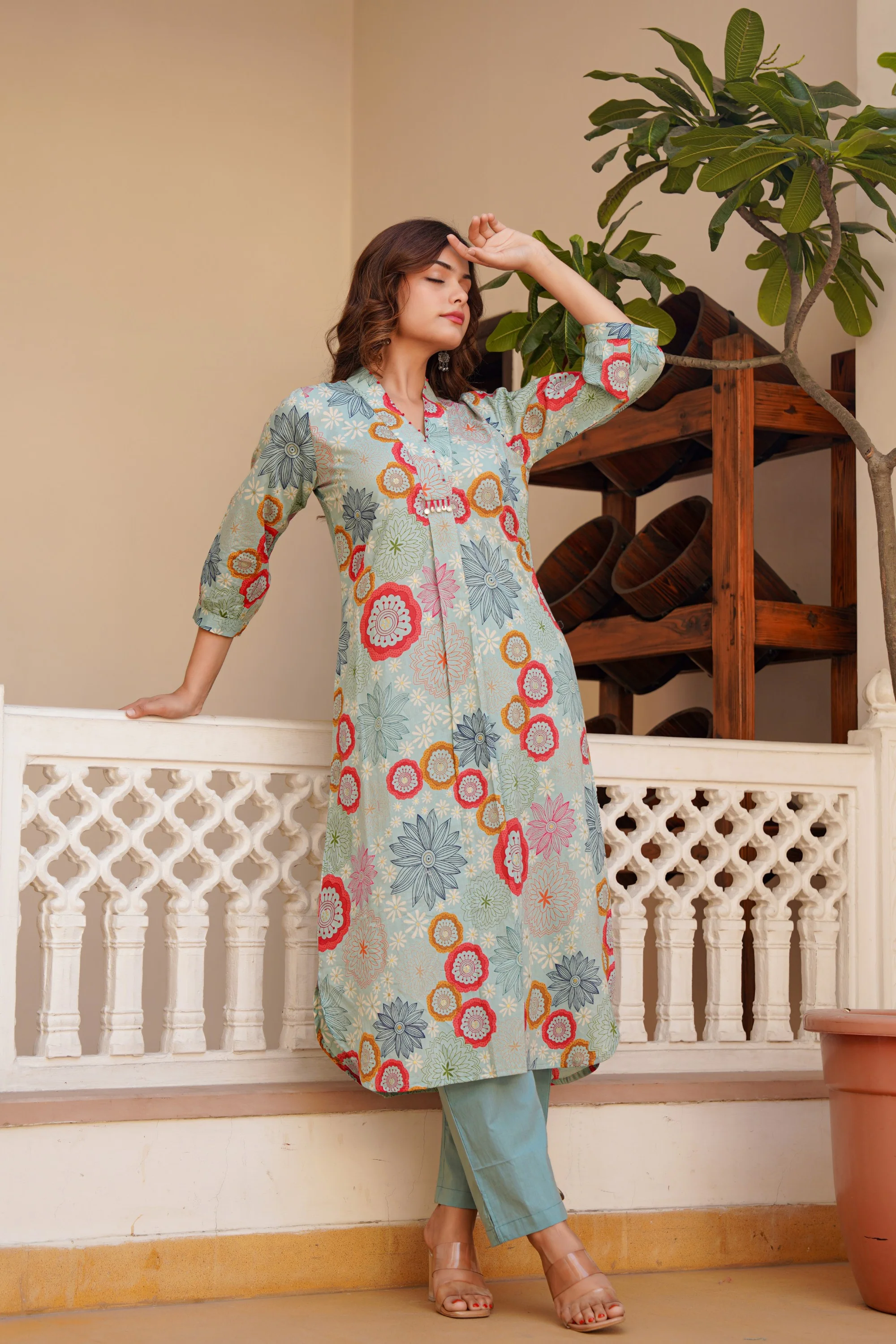 Hemal lapis Cotton Kurta pant set - Image 9