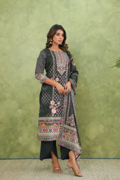 Brishti Onyx Printed Work Suit Set - Image 2