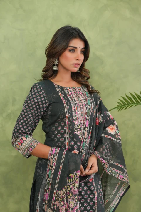 Brishti Onyx Printed Work Suit Set - Image 8