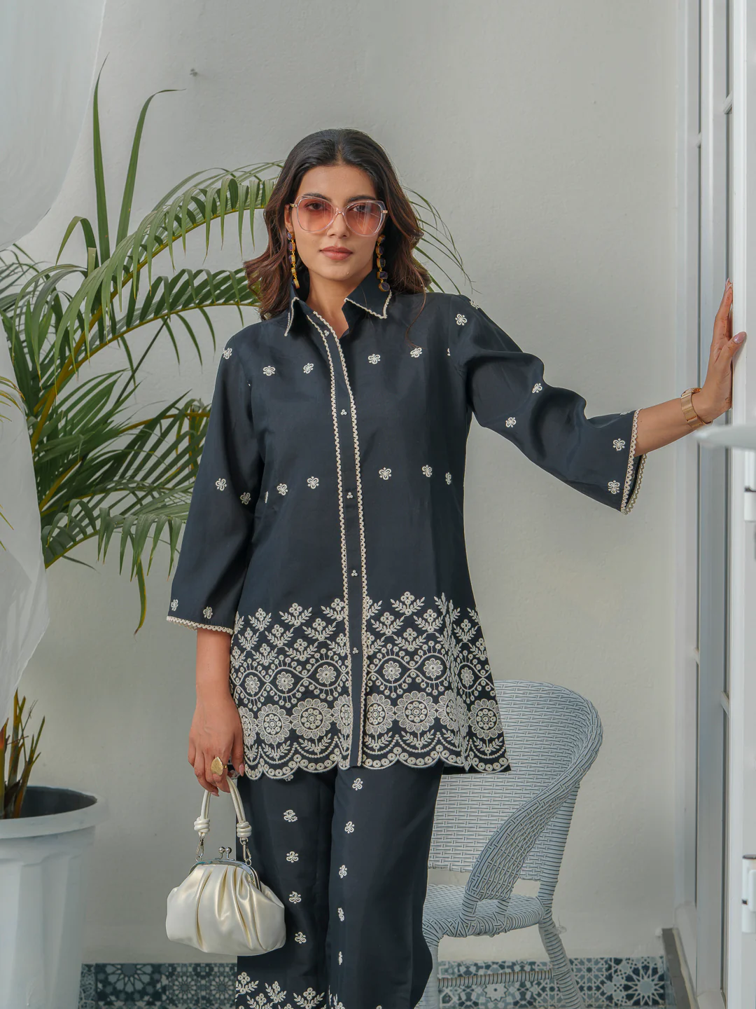 Tashvika Charcoal Embroidery Co-ord Set - Image 2