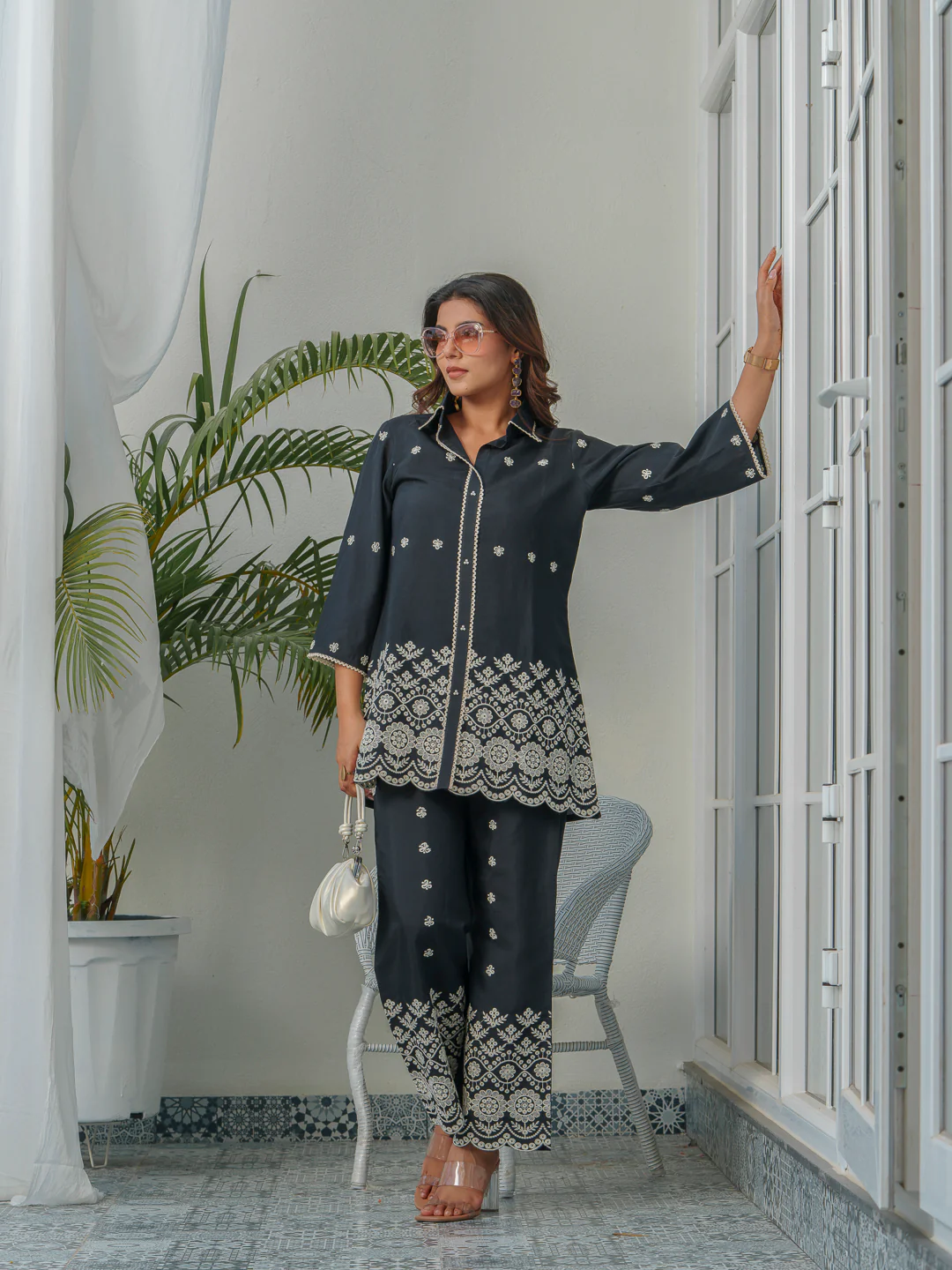 Tashvika Charcoal Embroidery Co-ord Set - Image 4
