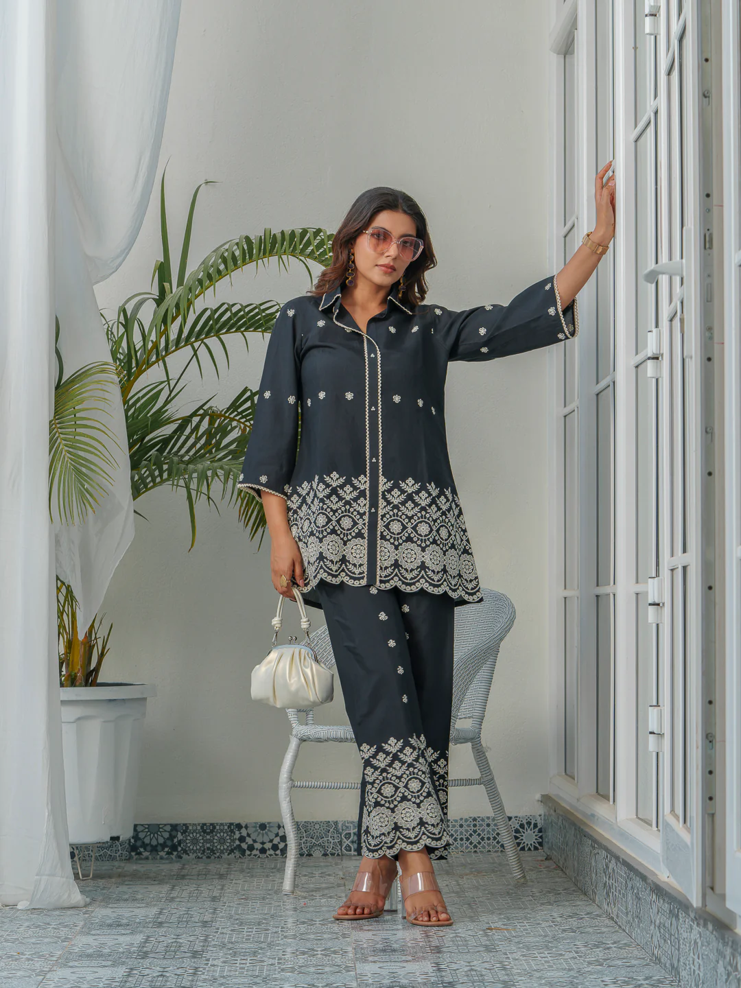 Tashvika Charcoal Embroidery Co-ord Set - Image 5