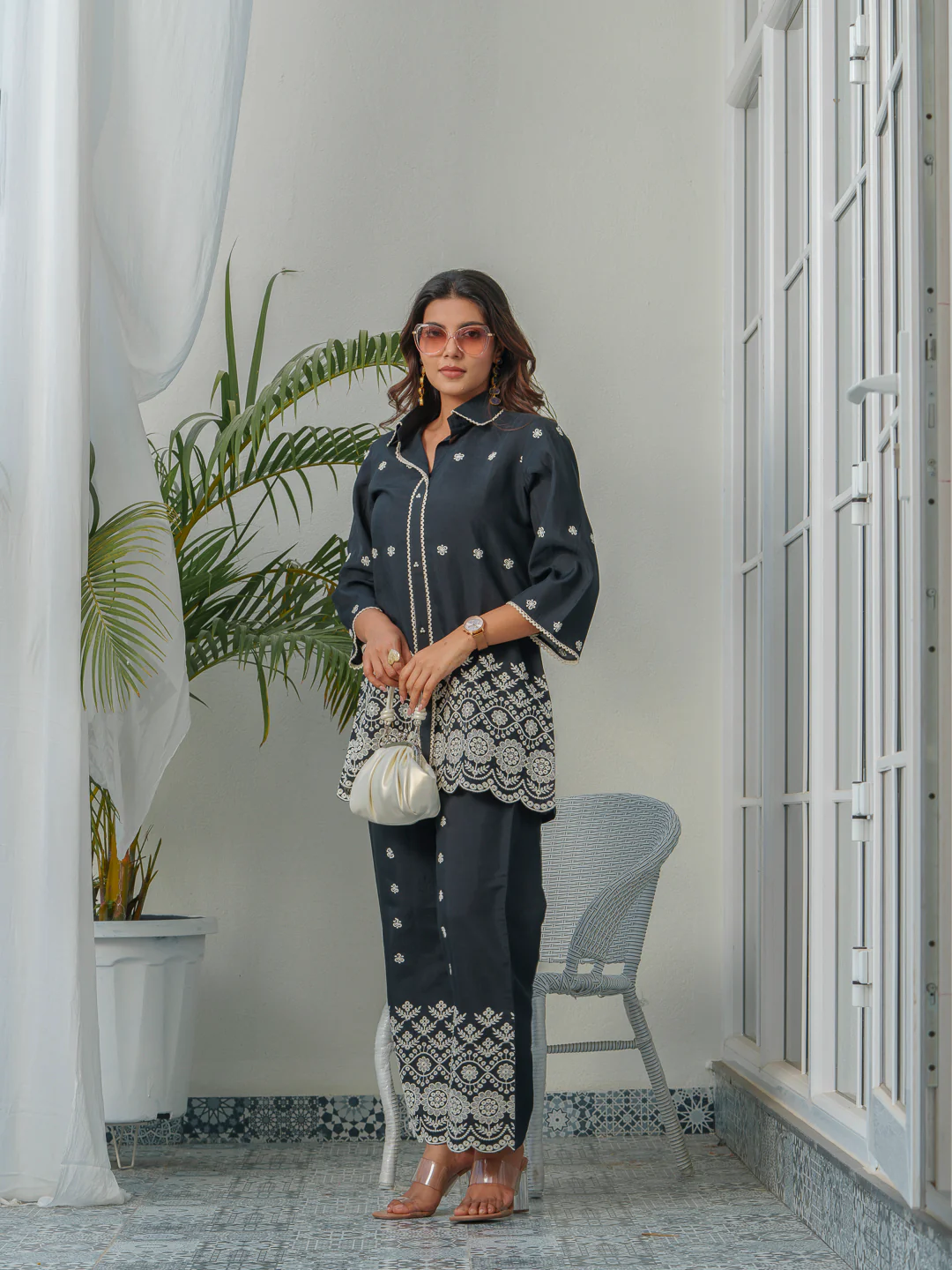 Tashvika Charcoal Embroidery Co-ord Set - Image 6