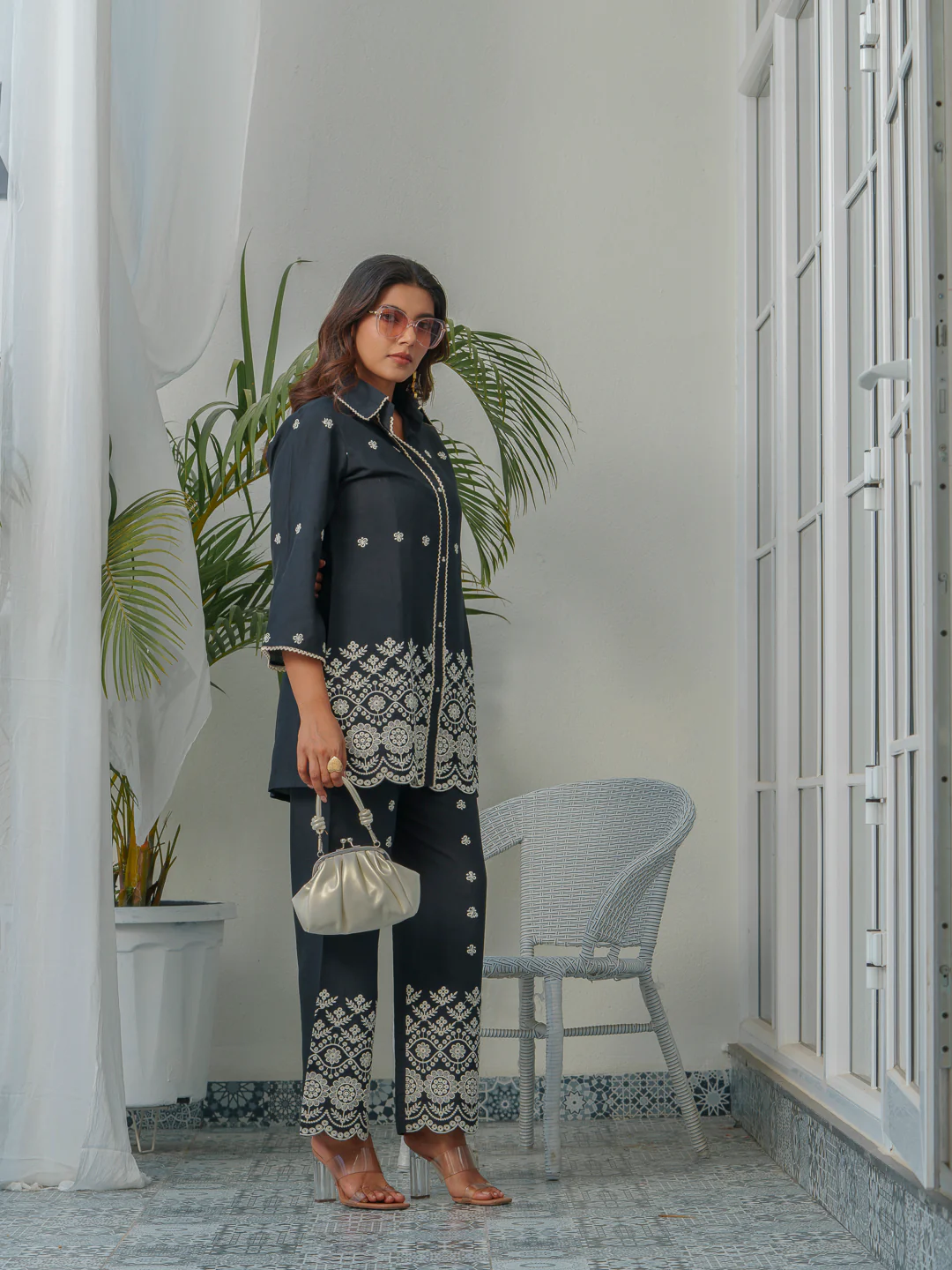 Tashvika Charcoal Embroidery Co-ord Set - Image 8