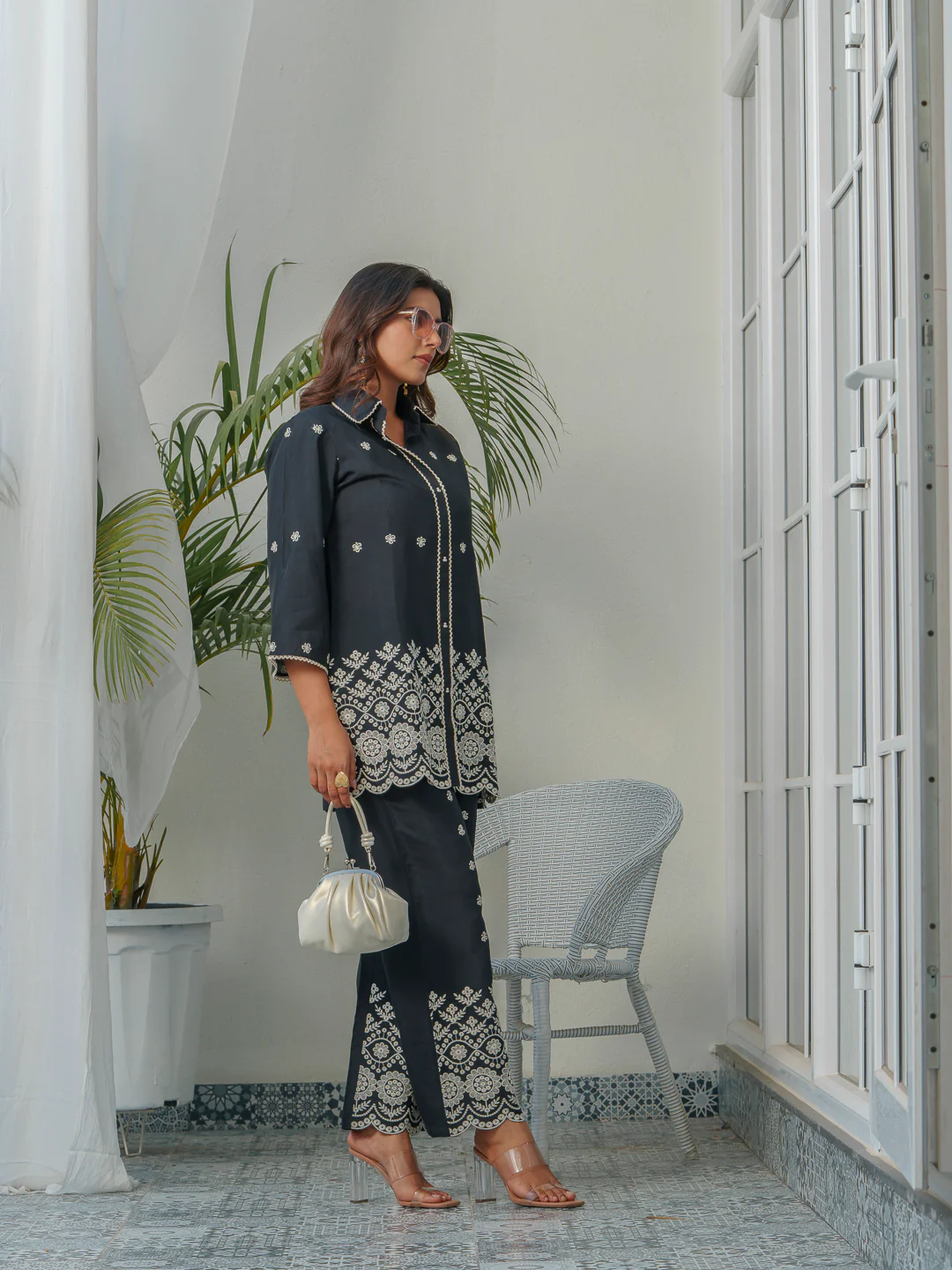Tashvika Charcoal Embroidery Co-ord Set - Image 9