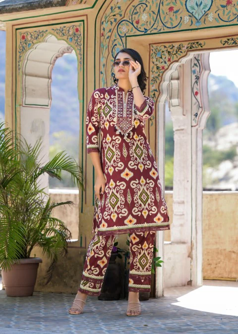 Aranya Jam ikat Print Cotton Co-ord Set - Image 4