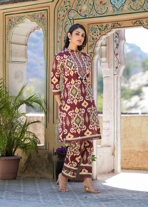 Aranya Jam ikat Print Cotton Co-ord Set - Image 5