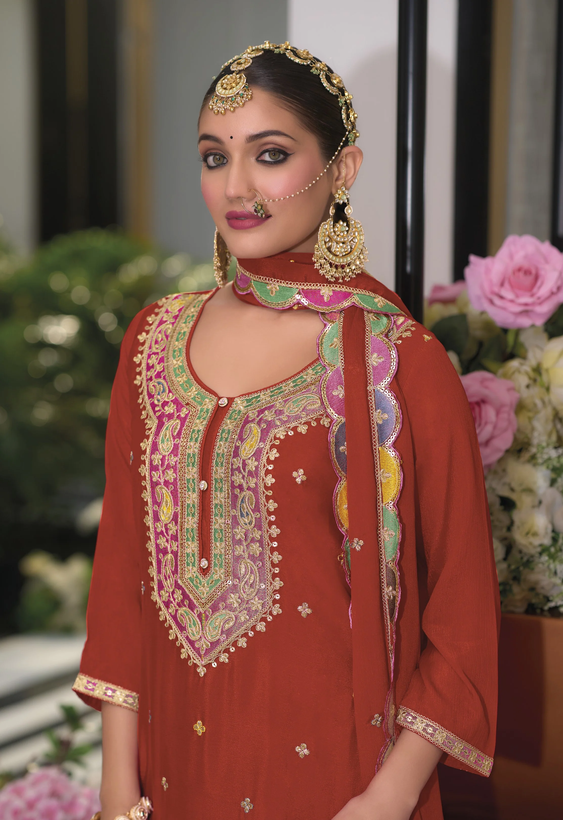 Uzma crimson full work gharara set - Image 2