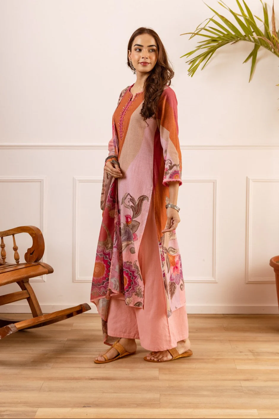 Karen Salmon Cotton Suit set - Image 3