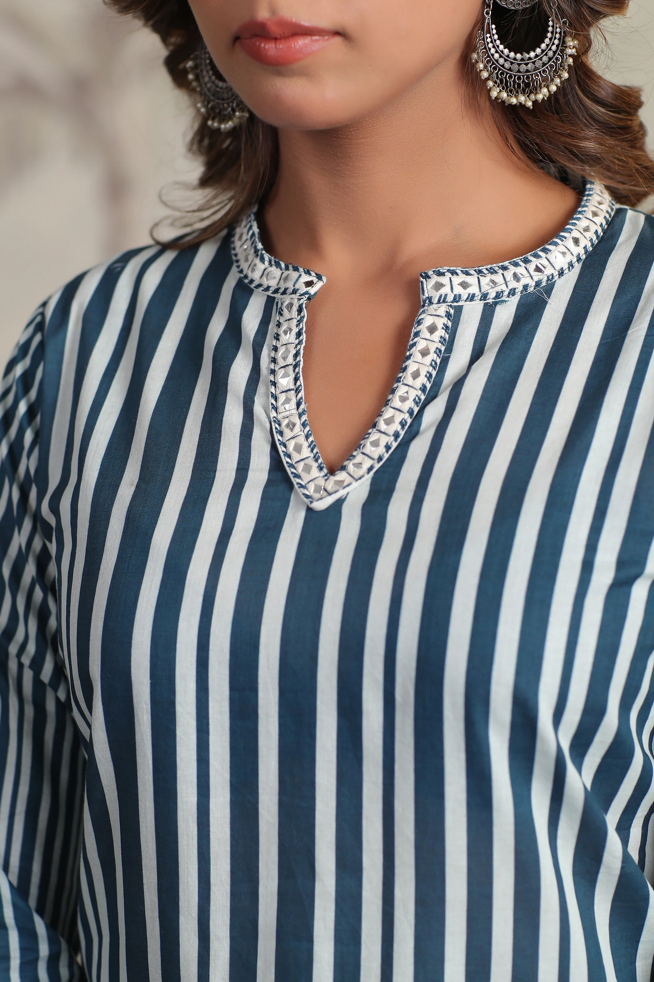 Yachi Blue Cotton Suit Set - Image 8